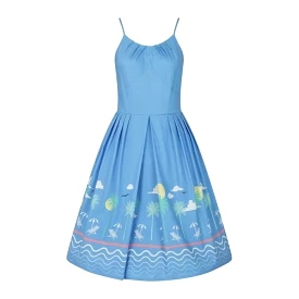 Beach Print Summer Cotton Swing Dress