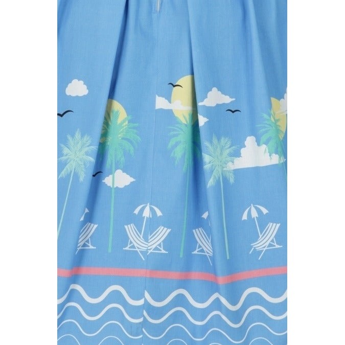 Beach Print Summer Cotton Swing Dress