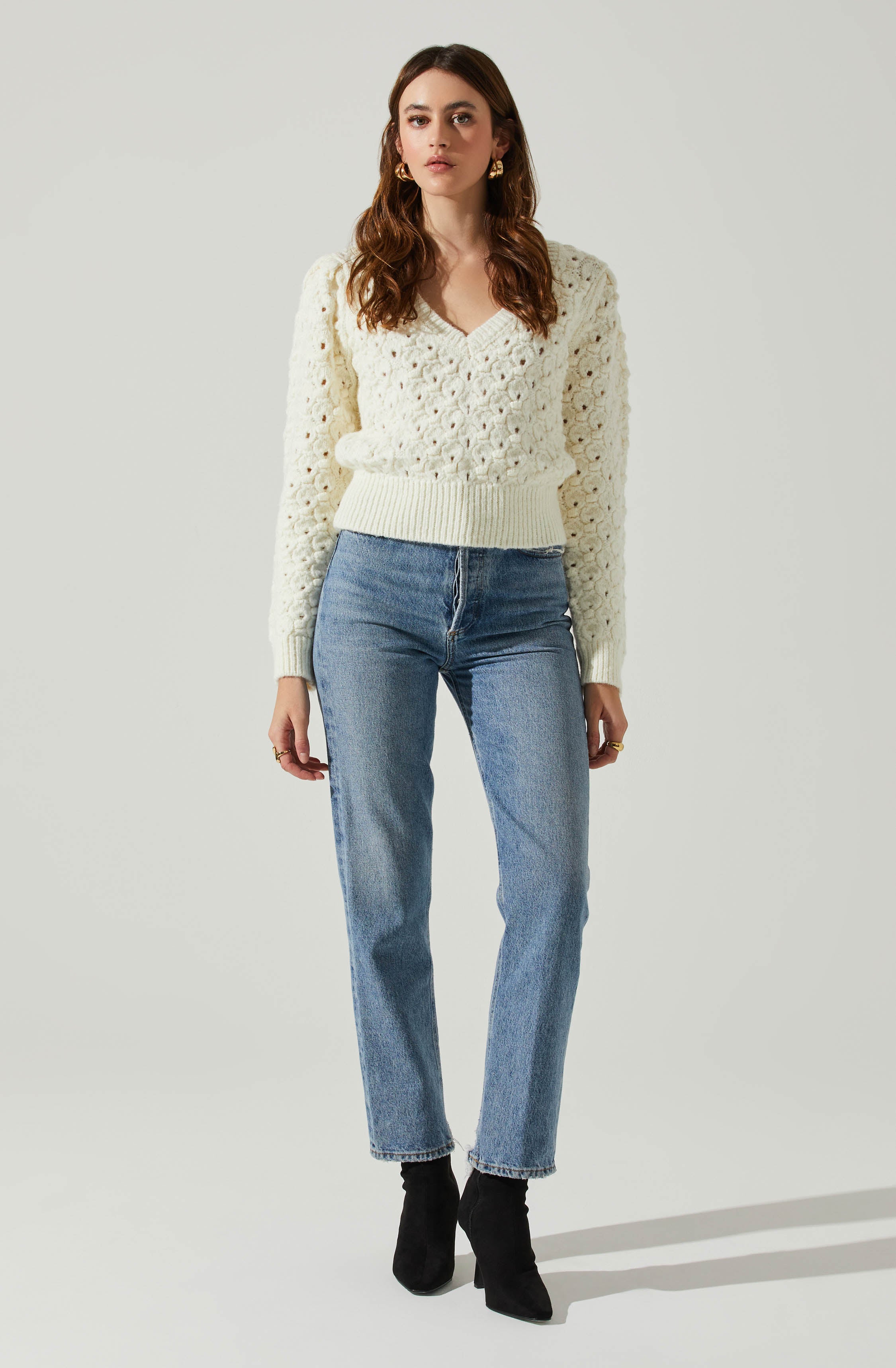 Bianca V Neck Pointelle Sweater - Search Engine Optimized Product Title Result