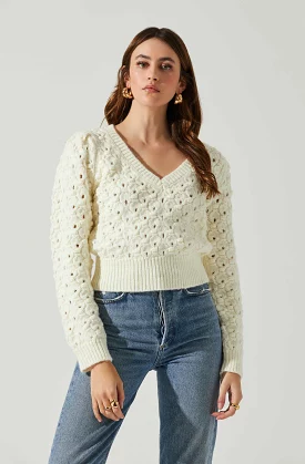 Bianca V Neck Pointelle Sweater - Search Engine Optimized Product Title Result