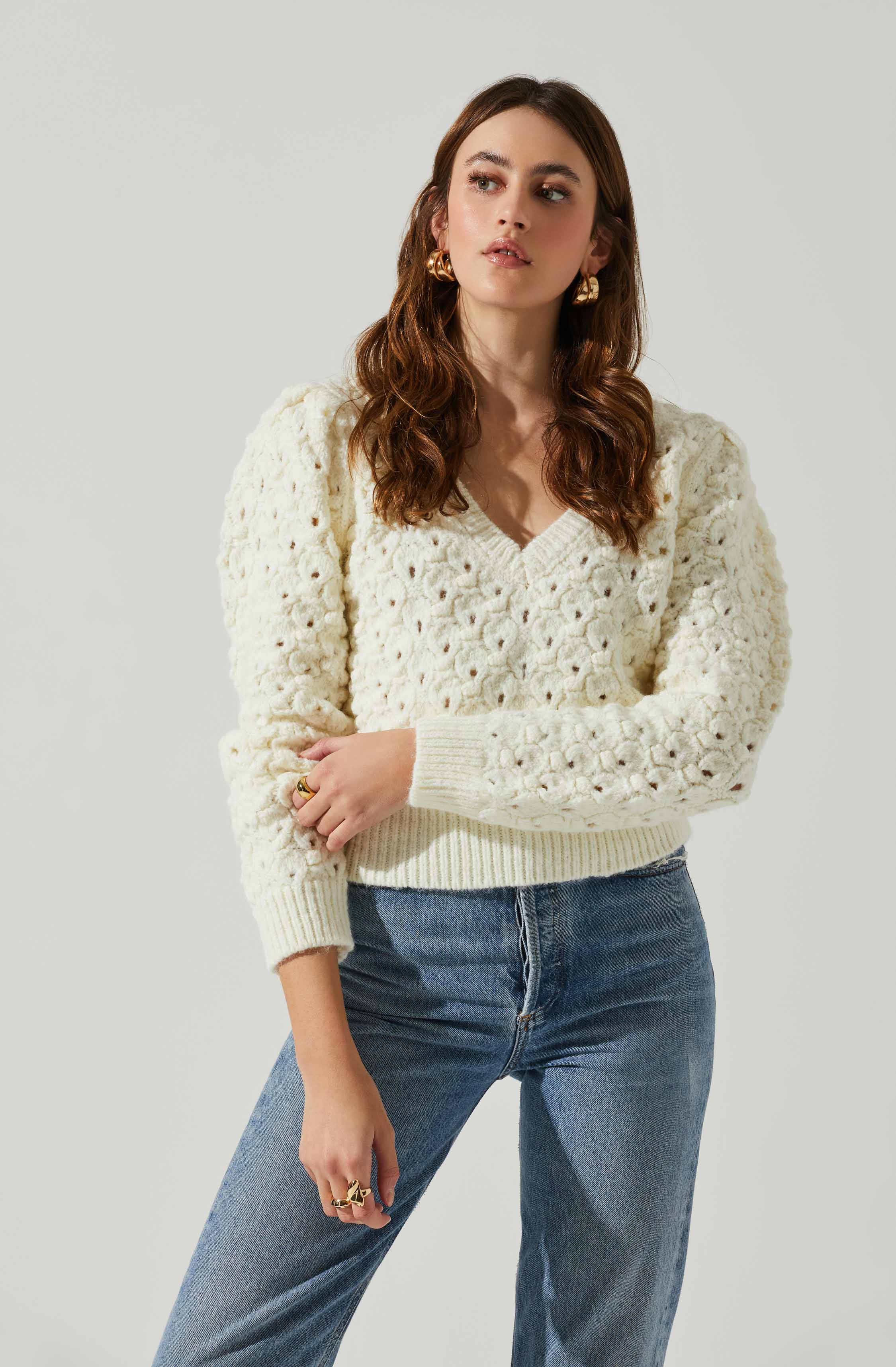 Bianca V Neck Pointelle Sweater - Search Engine Optimized Product Title Result