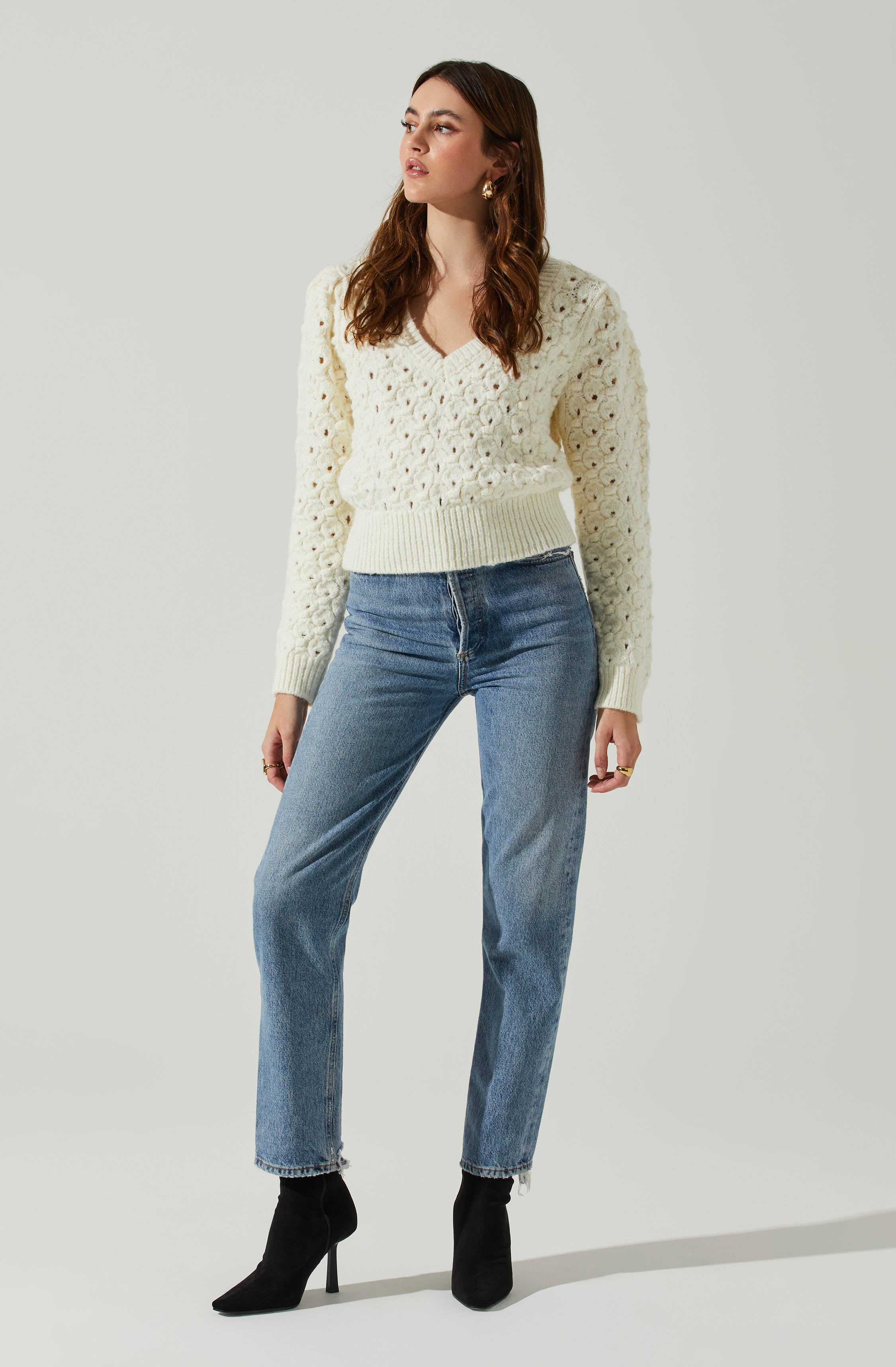 Bianca V Neck Pointelle Sweater - Search Engine Optimized Product Title Result