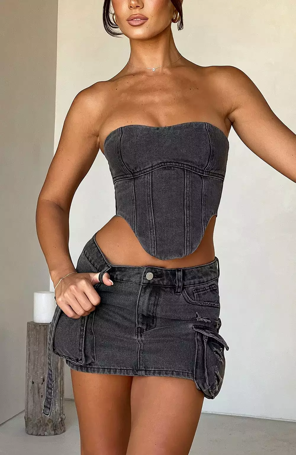 billie mini skirt black wash - google seo