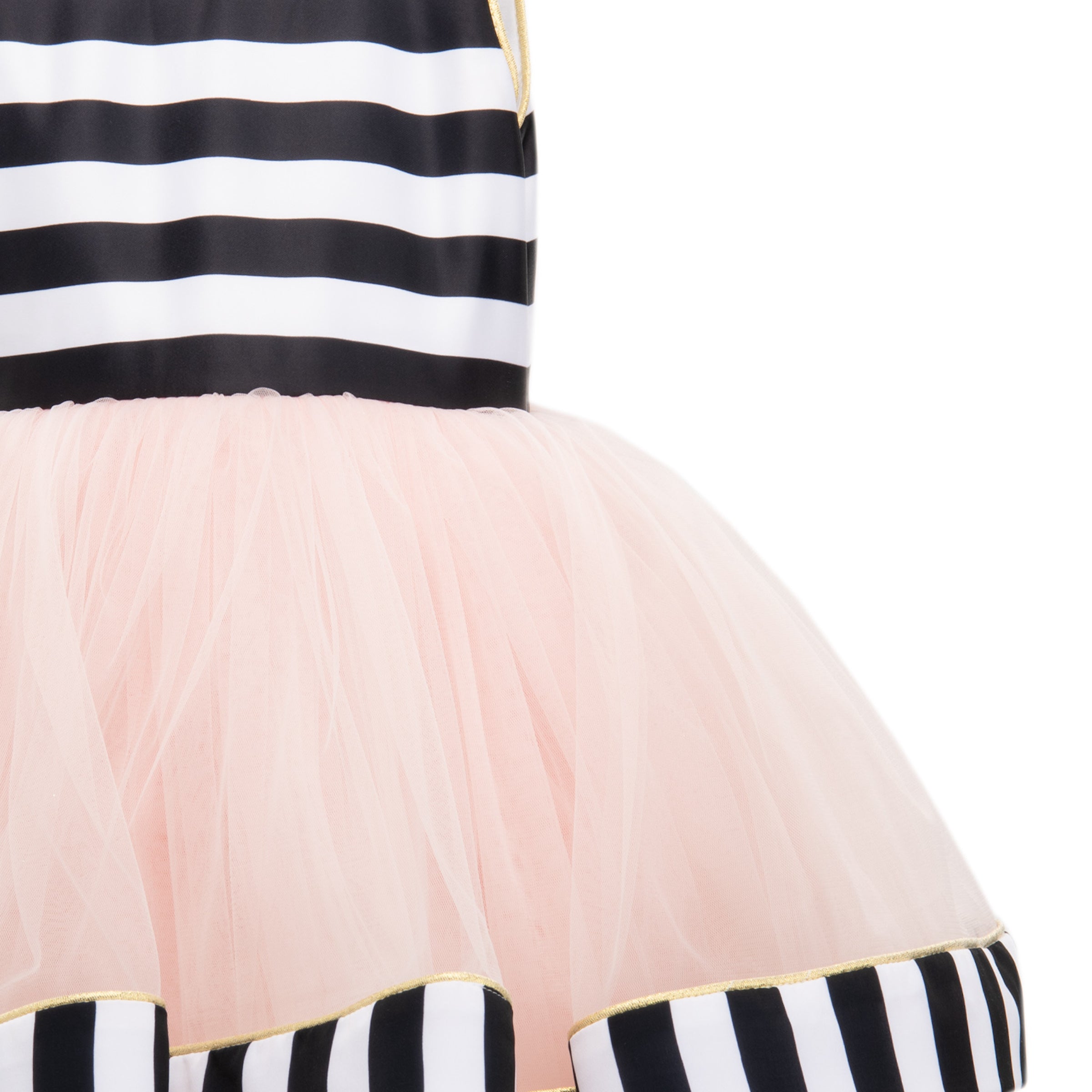 Black and White Striped Sleeveless Tulle Dress