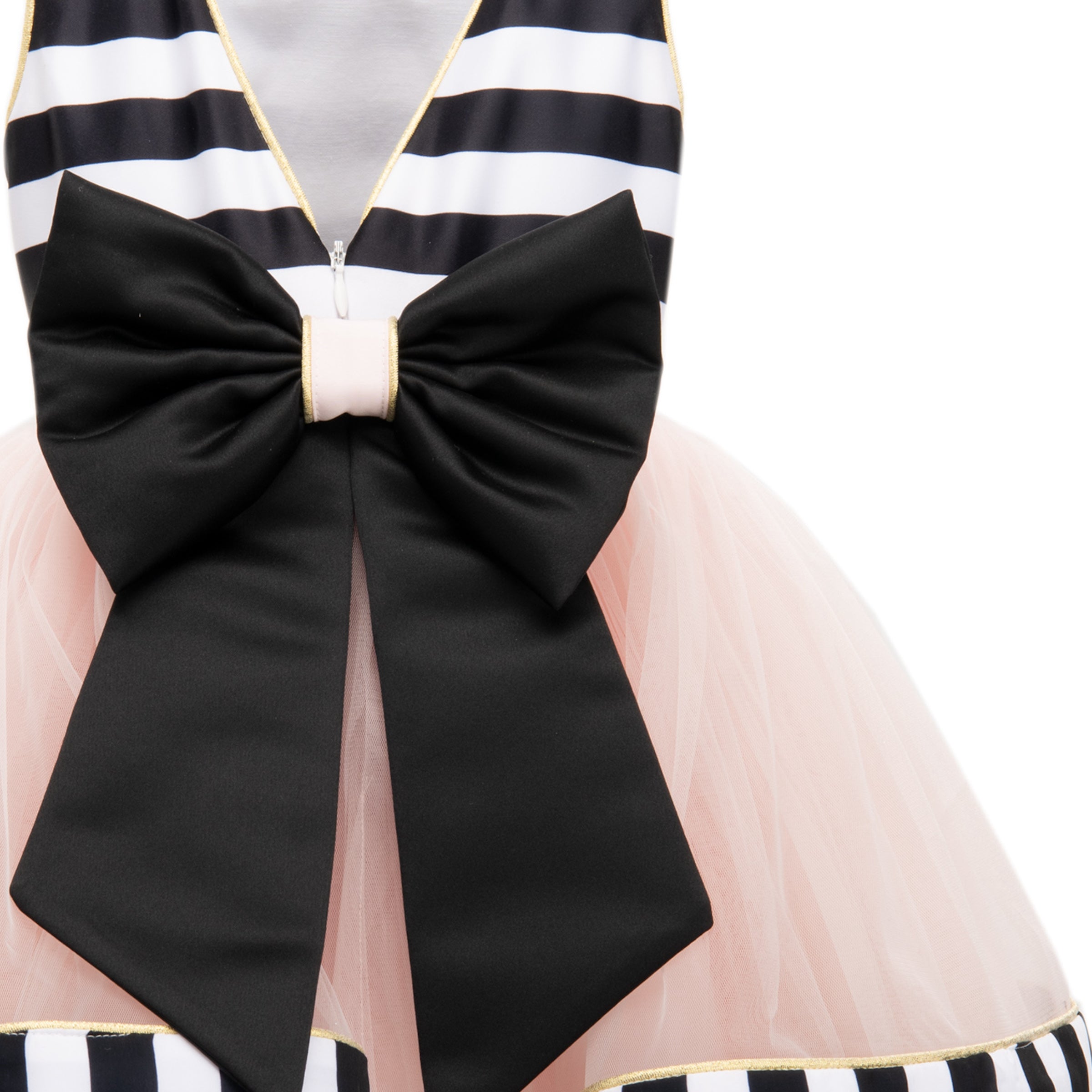 Black and White Striped Sleeveless Tulle Dress