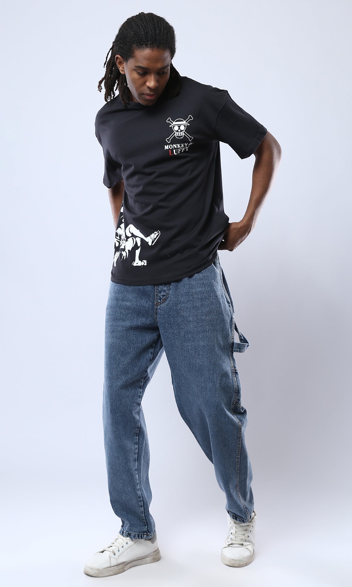 Black Cotton Tee With Front Print - Lightweight & Stylish