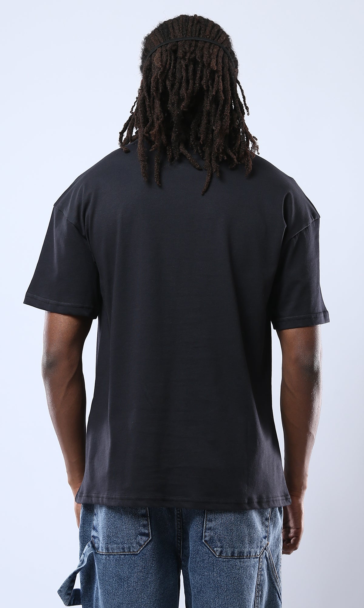 Black Cotton Tee With Front Print - Lightweight & Stylish