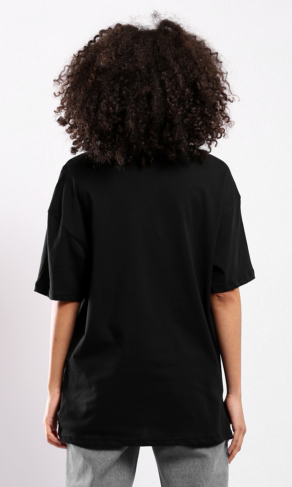 Black Cotton Tee With Front Print - Lightweight & Stylish