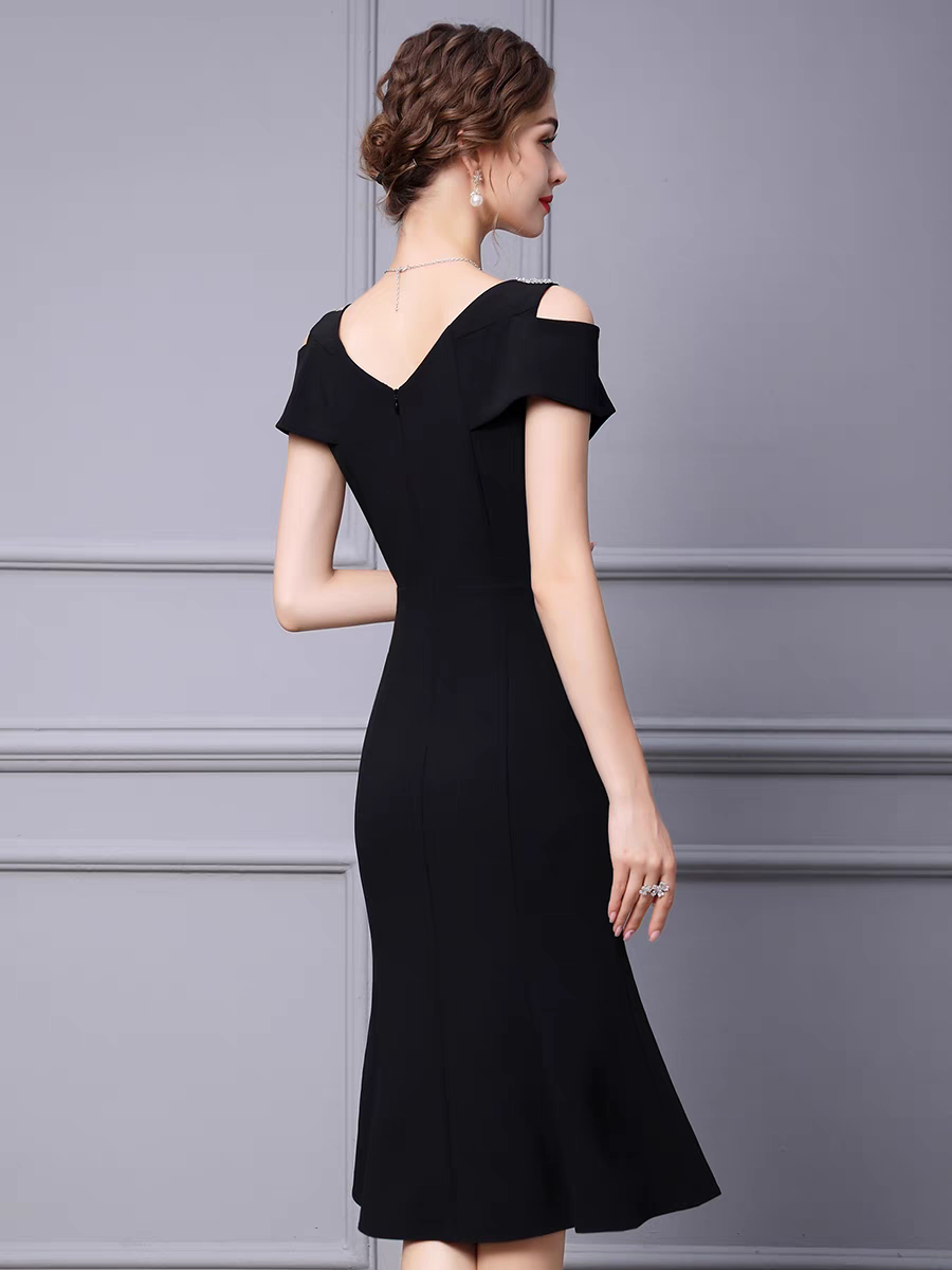 Black Off Shoulder Dress - Lexis Midi: Buy Online