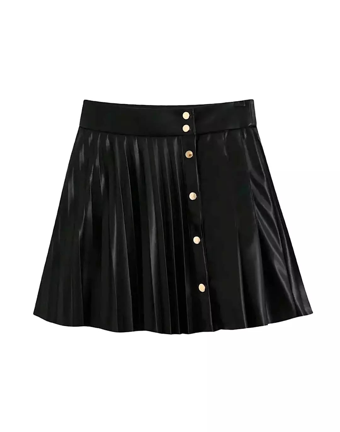 Black PU Leather High Waisted Mini Skirt