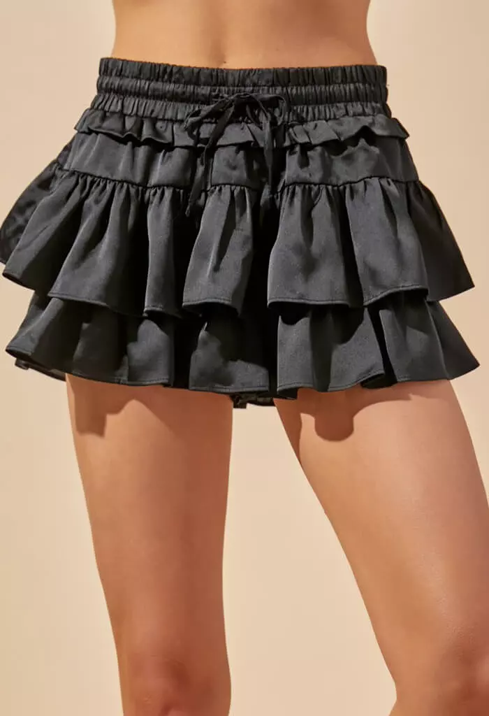 Black Ruffle Skort - Georgina