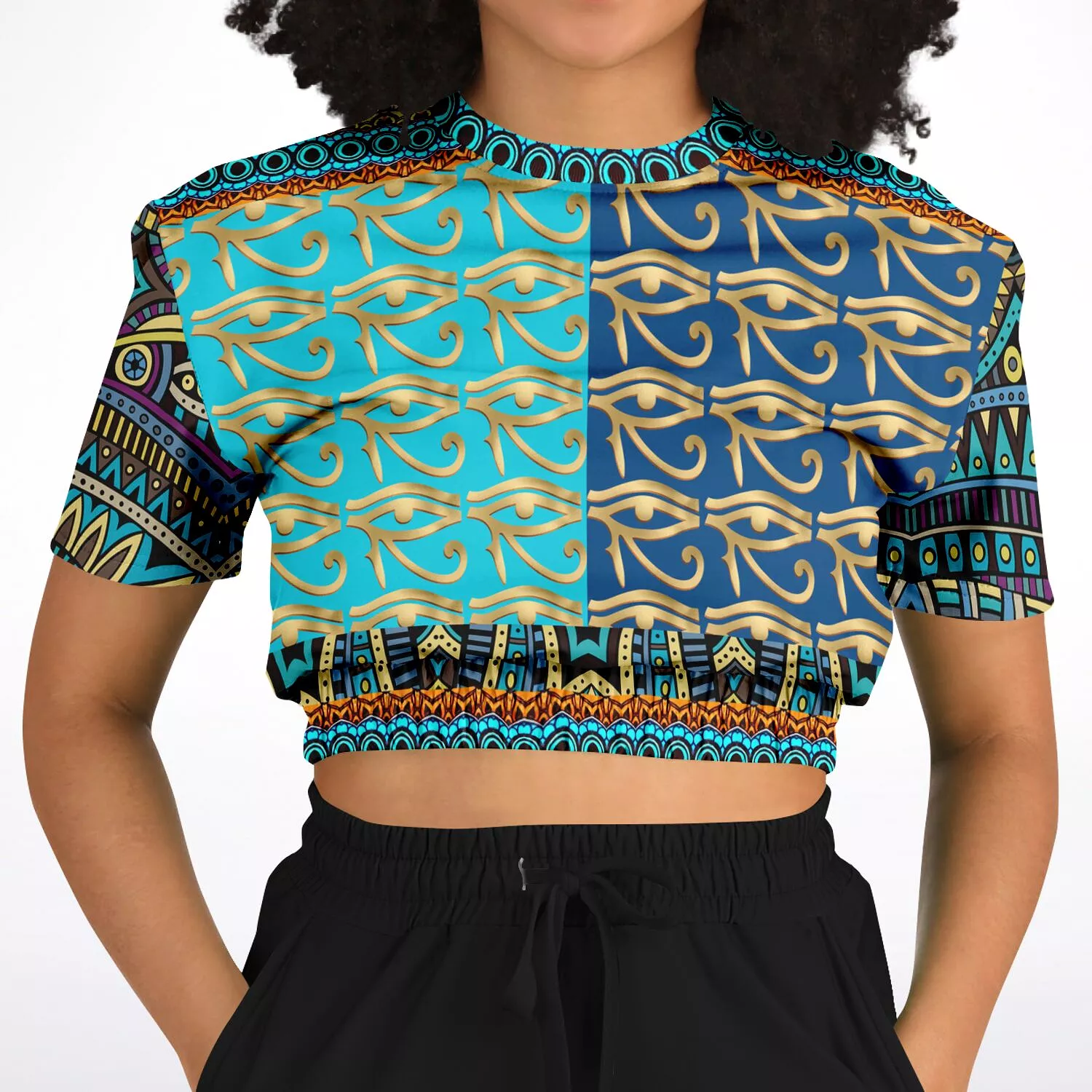 Blessings Eye Short Sleeve Cropped Sweater