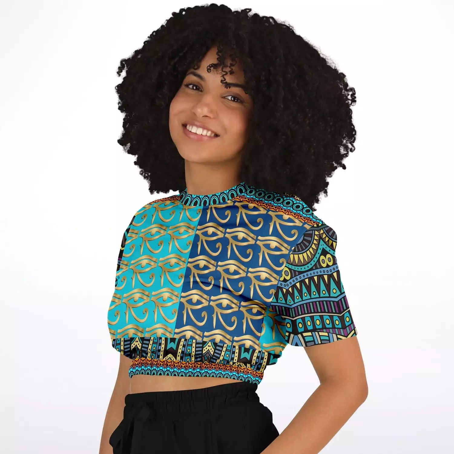 Blessings Eye Short Sleeve Cropped Sweater