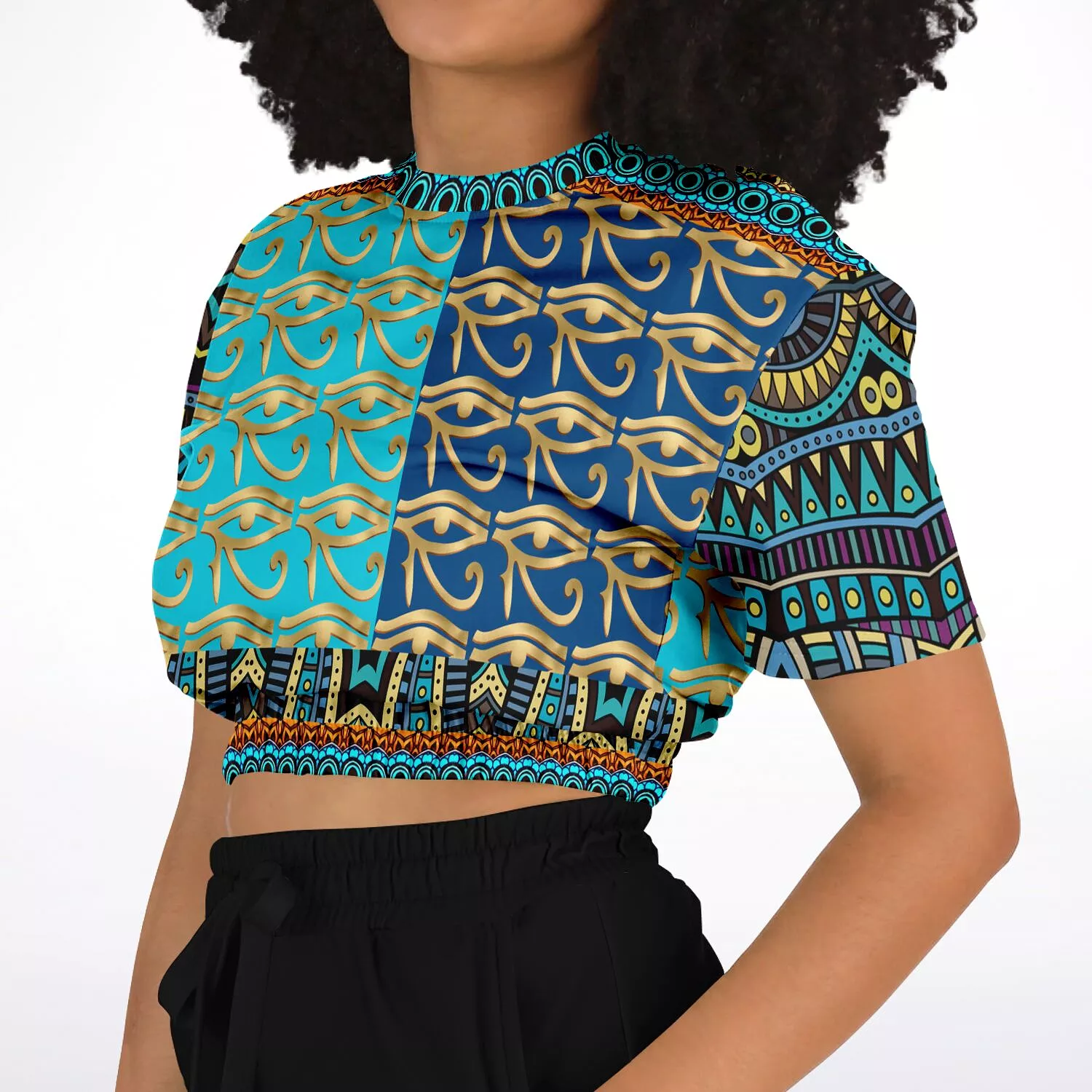 Blessings Eye Short Sleeve Cropped Sweater