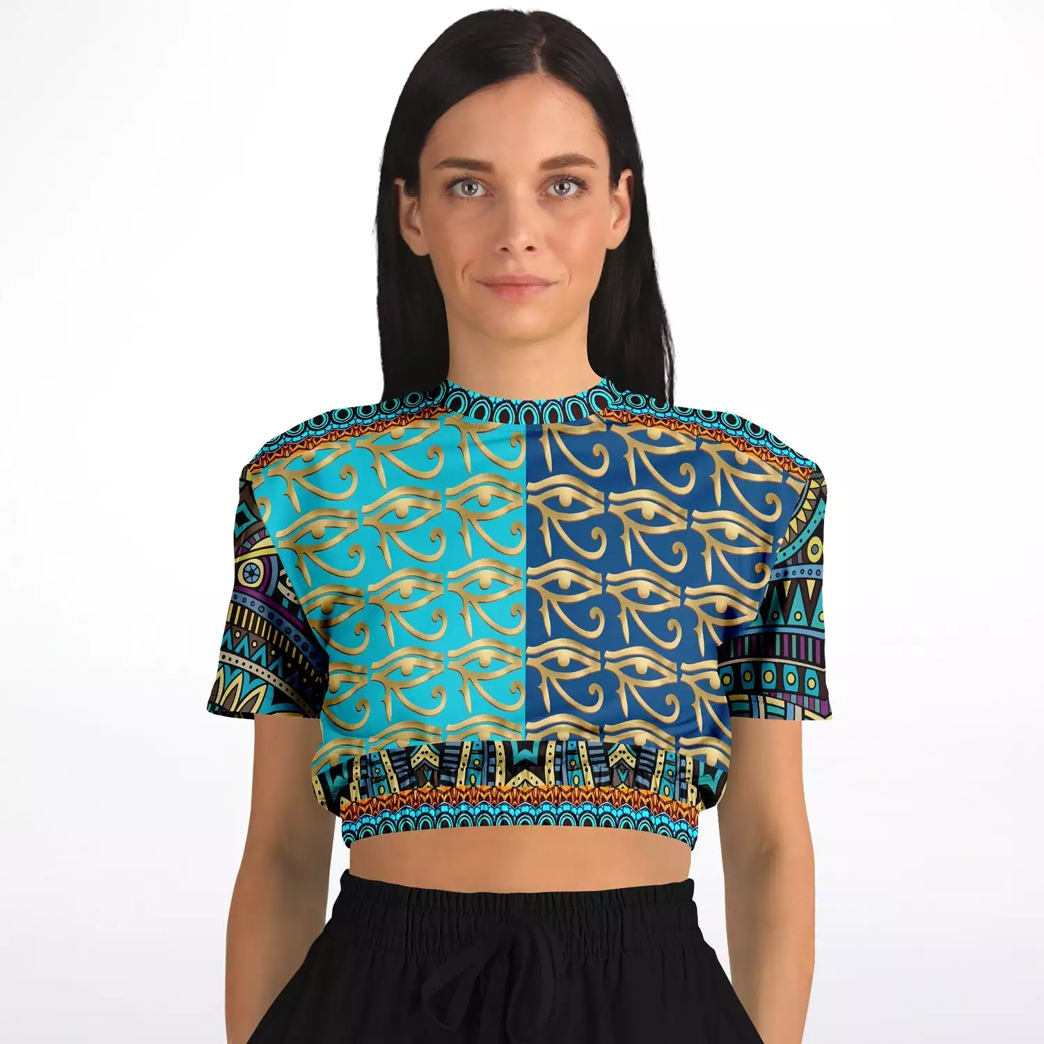 Blessings Eye Short Sleeve Cropped Sweater