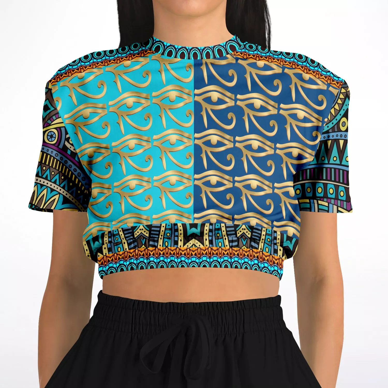 Blessings Eye Short Sleeve Cropped Sweater