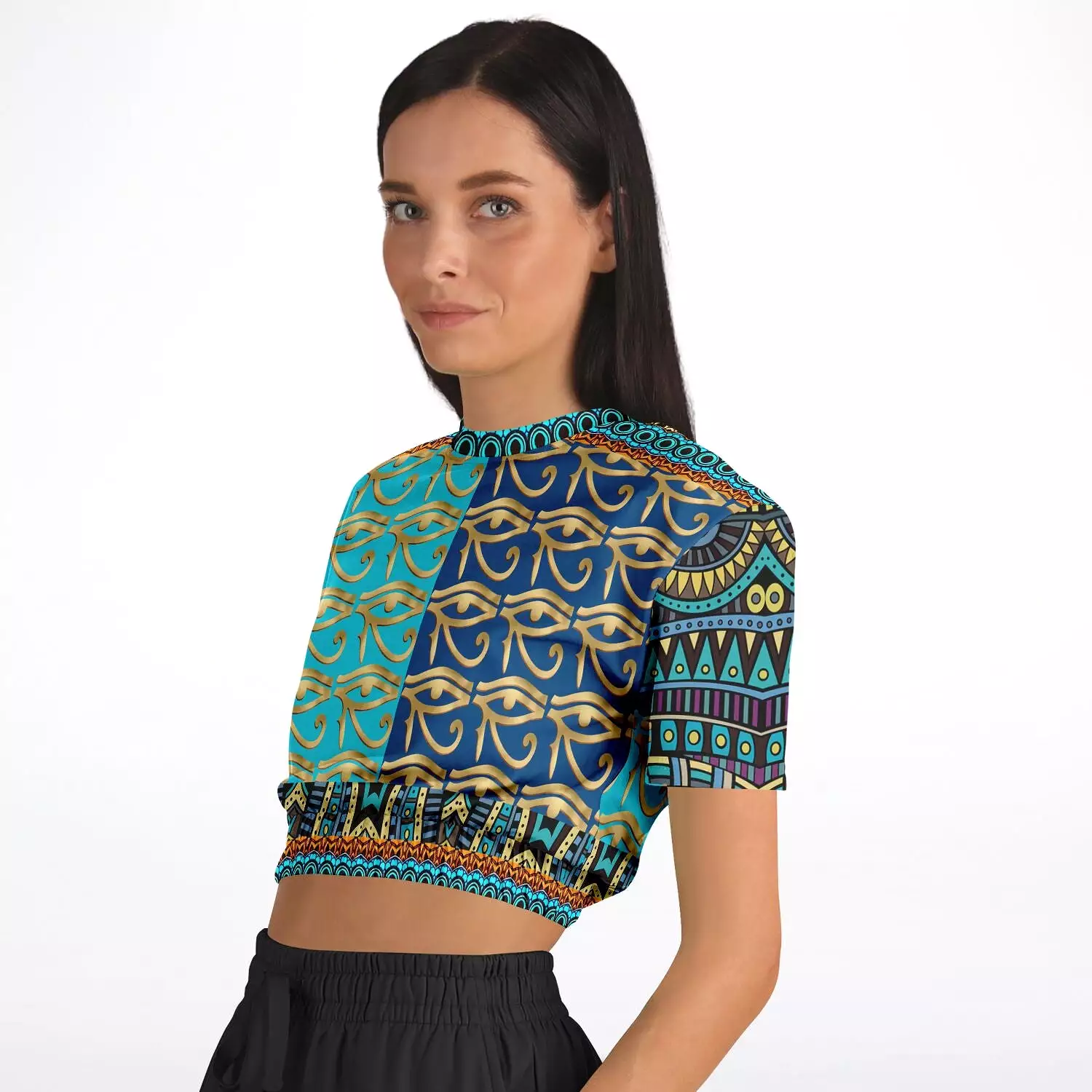 Blessings Eye Short Sleeve Cropped Sweater