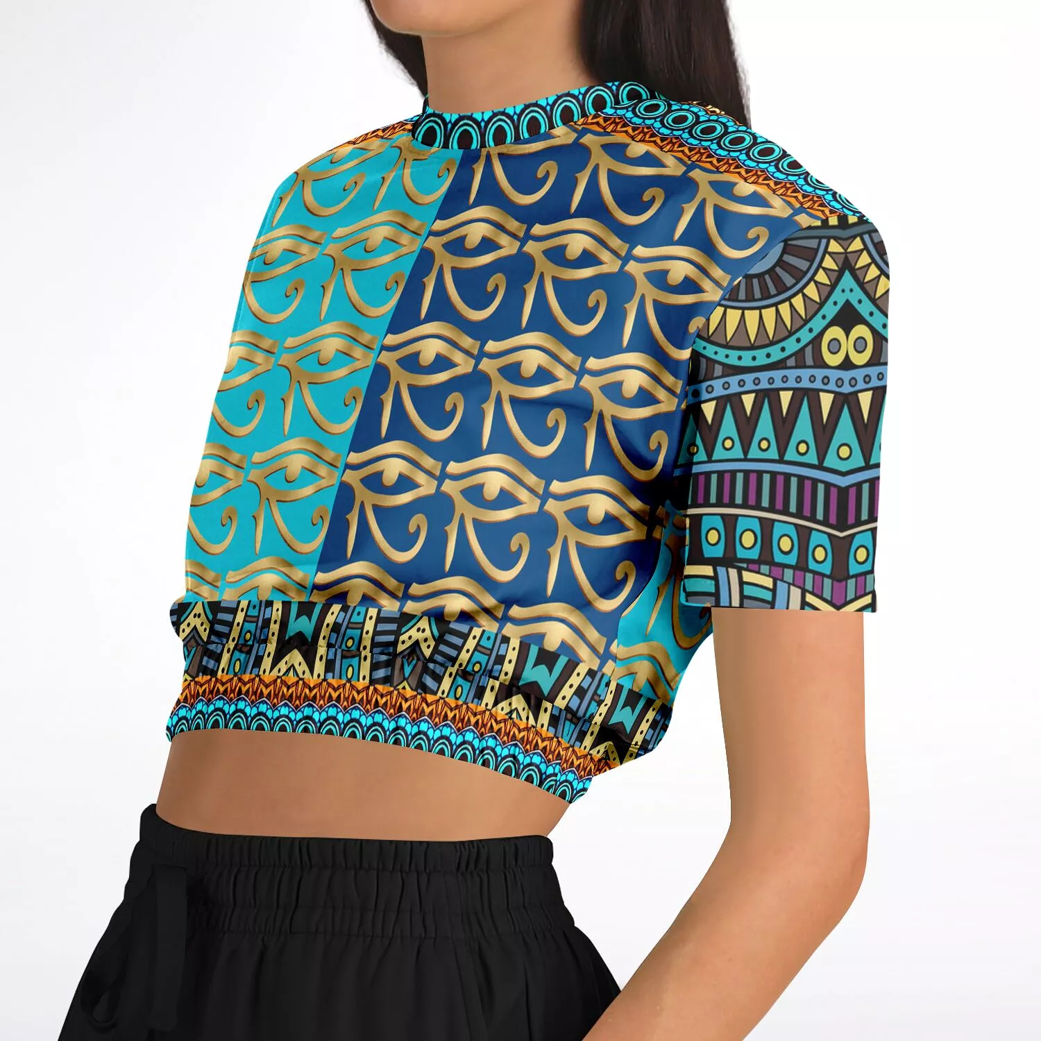 Blessings Eye Short Sleeve Cropped Sweater