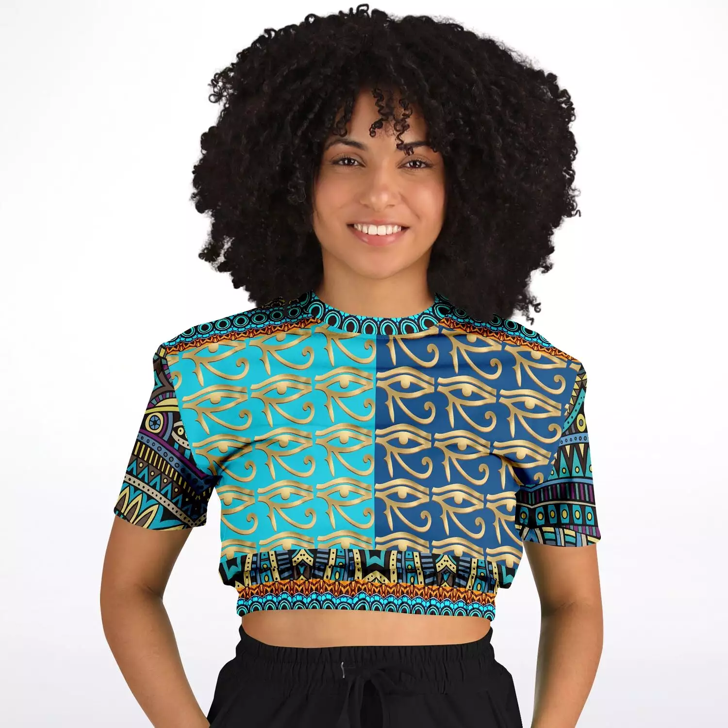 Blessings Eye Short Sleeve Cropped Sweater