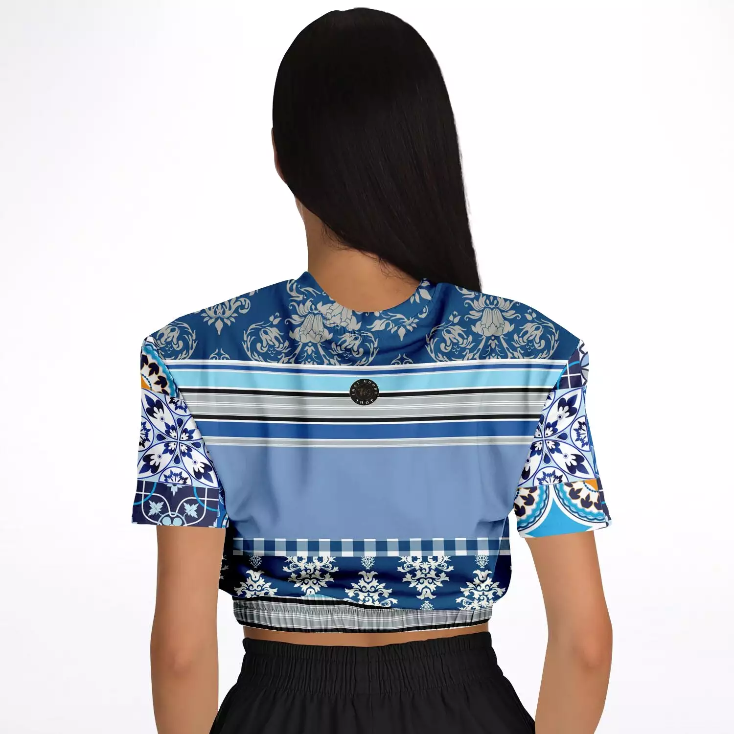 Blue Moroccan Tile Cropped Sweater