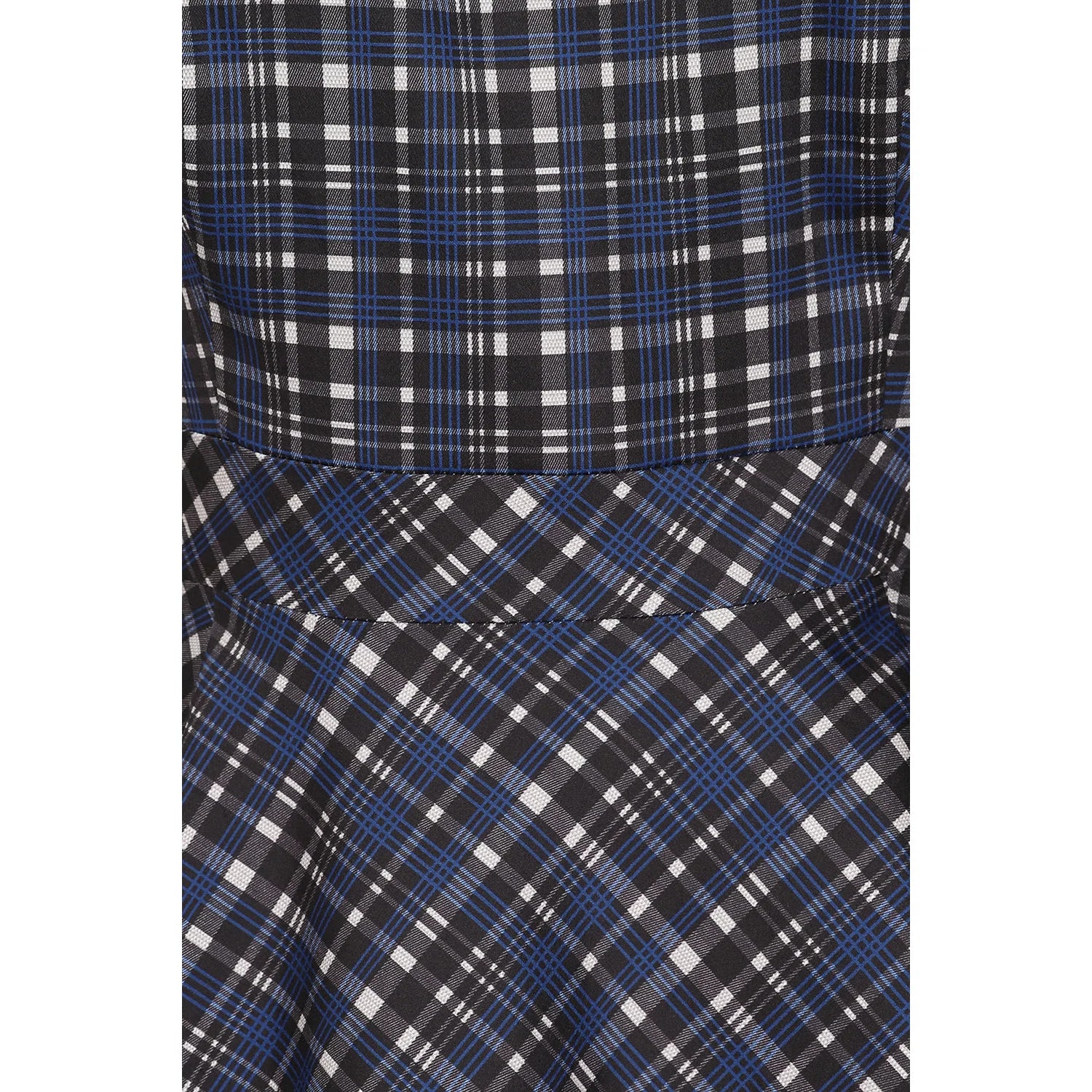 Blue Tartan Check Long Sleeve Swing Dress - Burns Night & Rockabilly Style