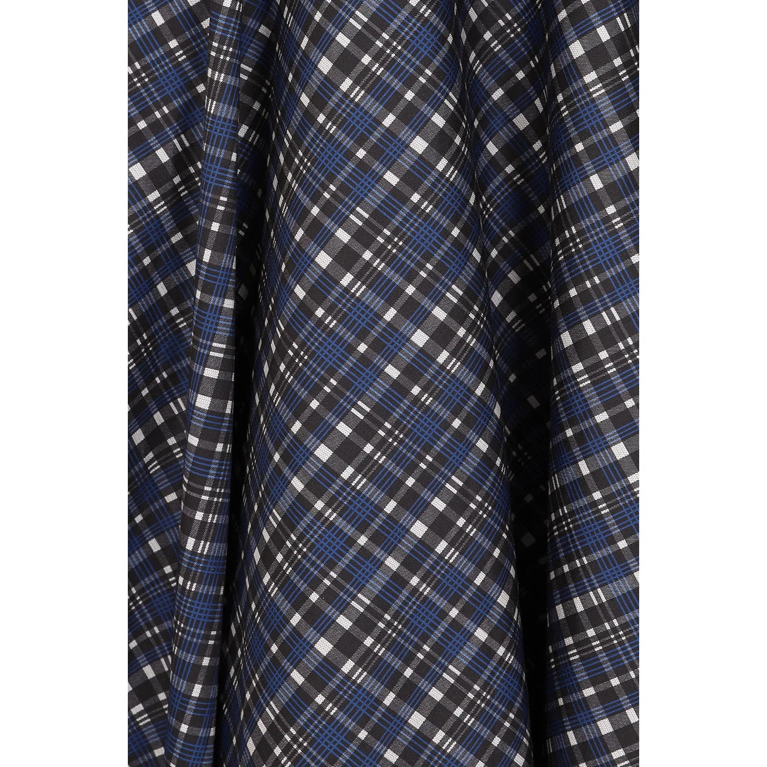 Blue Tartan Check Long Sleeve Swing Dress - Burns Night & Rockabilly Style