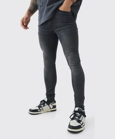 boohooMAN Mens Super Skinny Stretch Jean Charcoal