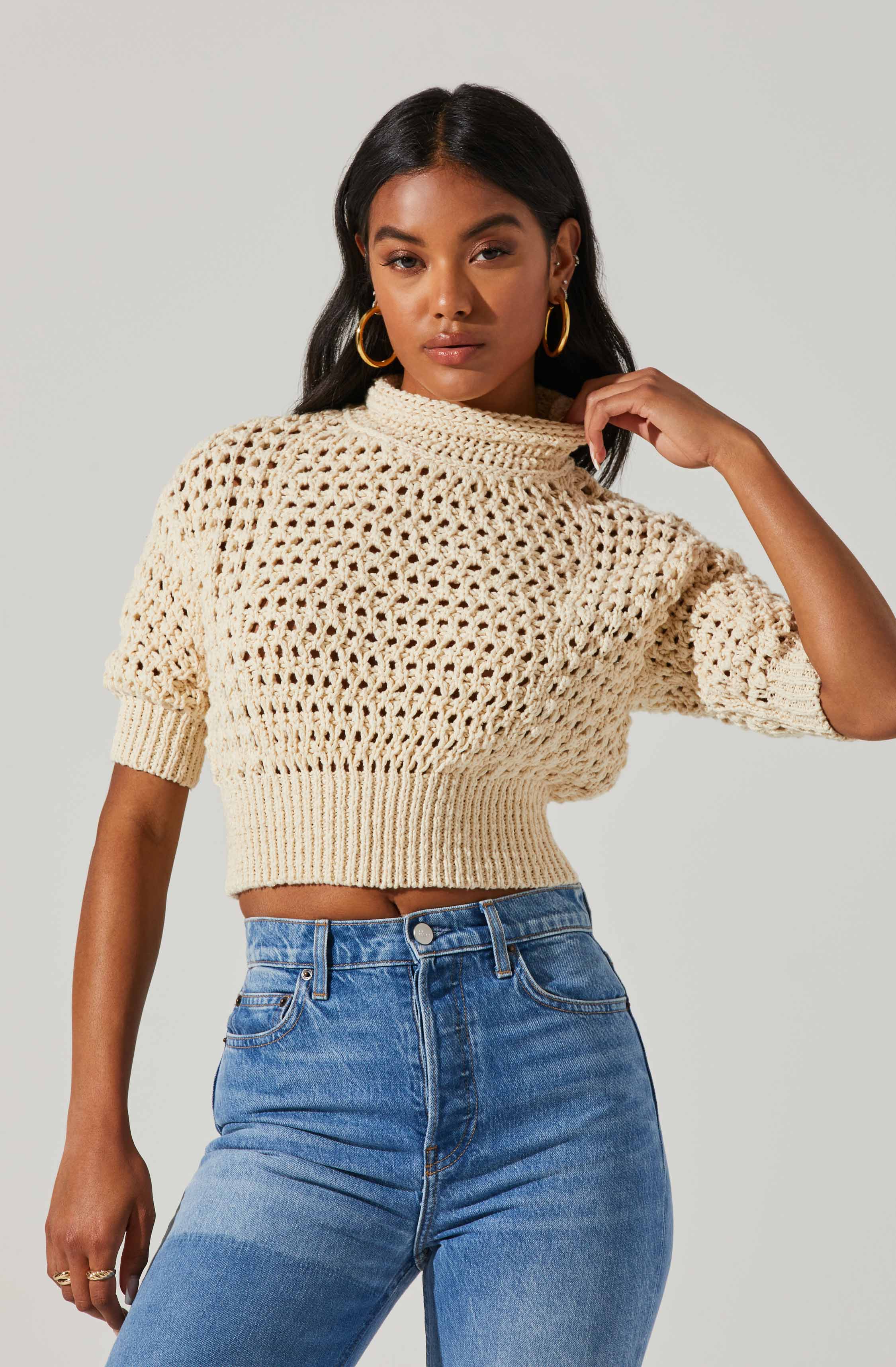 Boxy Cowl Neck Sweater - Crochet Pattern