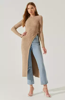 Bray Ribbed Sweater with High Slit - Shop Now!