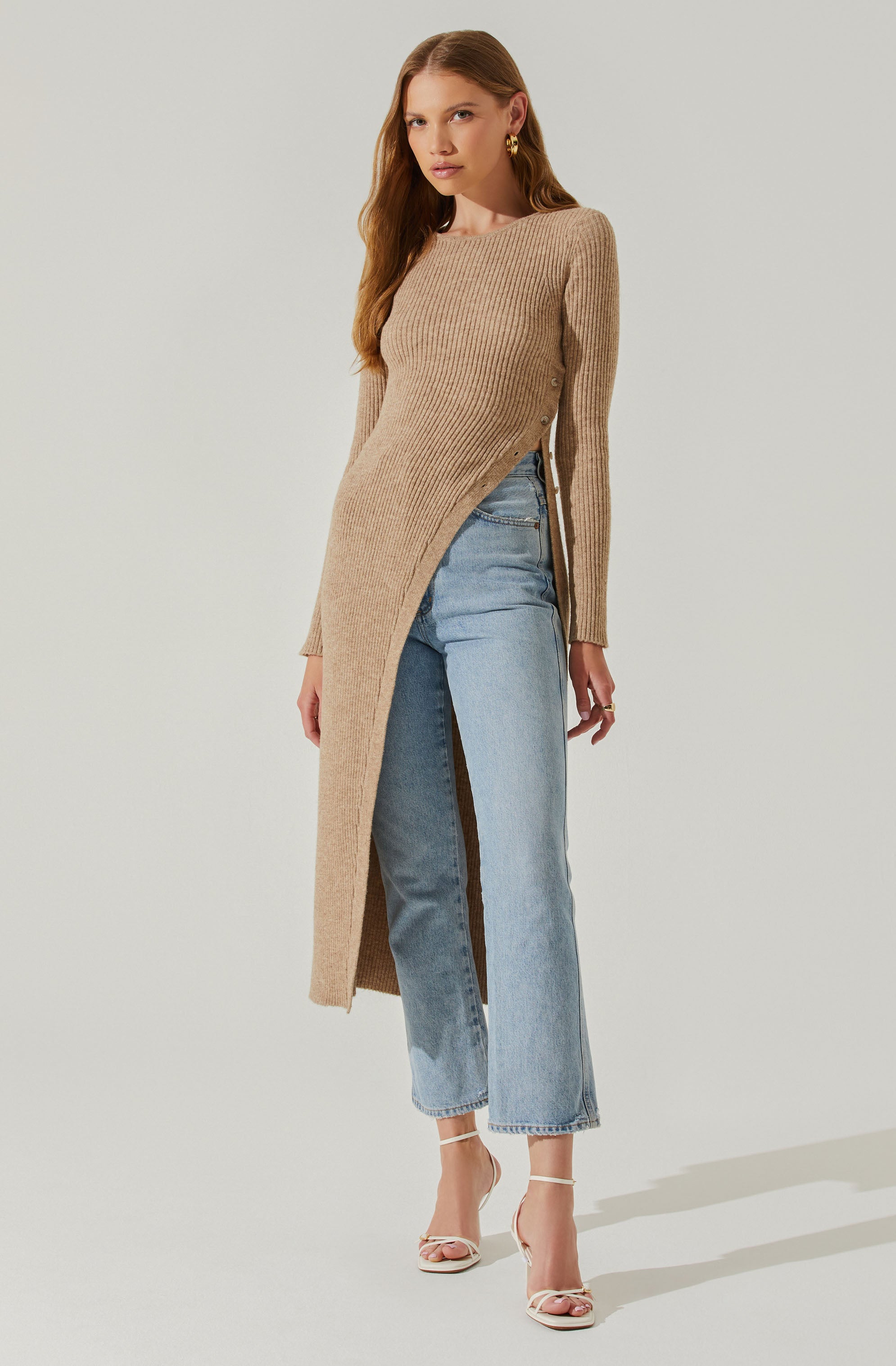 Bray Ribbed Sweater with High Slit - Shop Now!