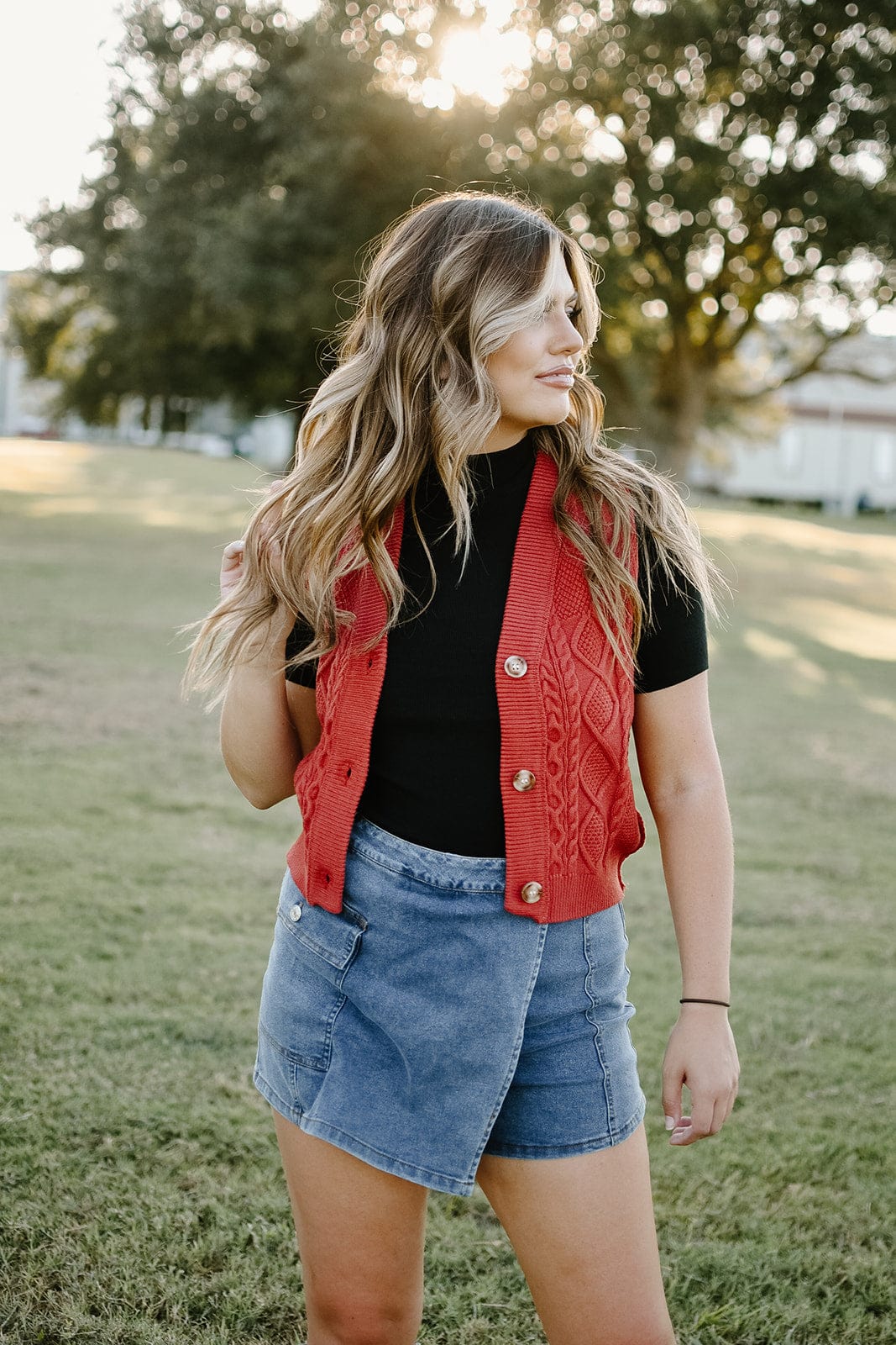 brick sweater vest button front