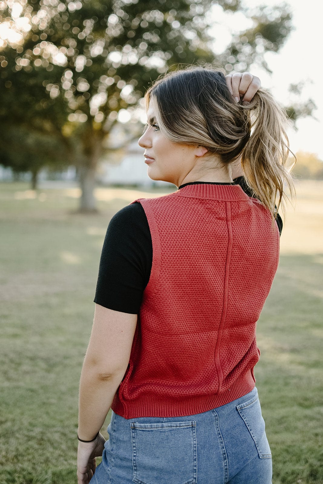 brick sweater vest button front