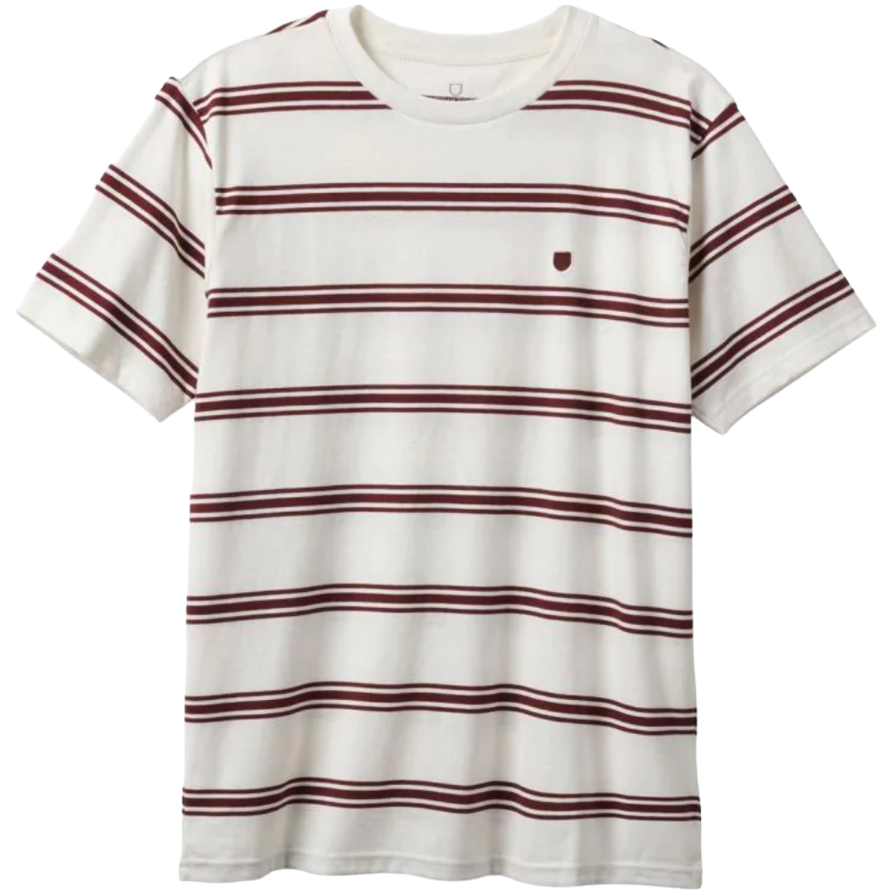 Brixton Hilt Shield S/S Knit T-Shirt - Off White/Mahogany