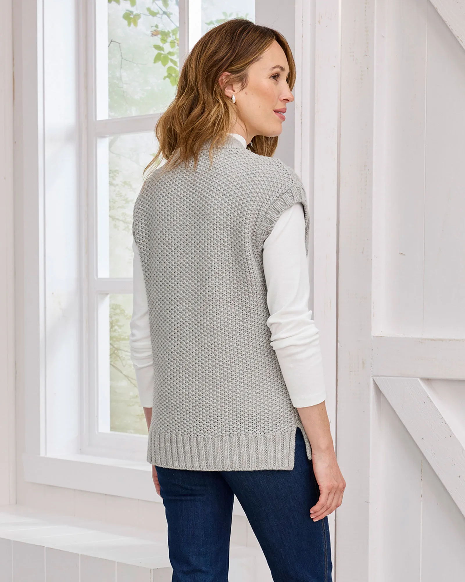 Cable Knit V-Neck Sweater Vest