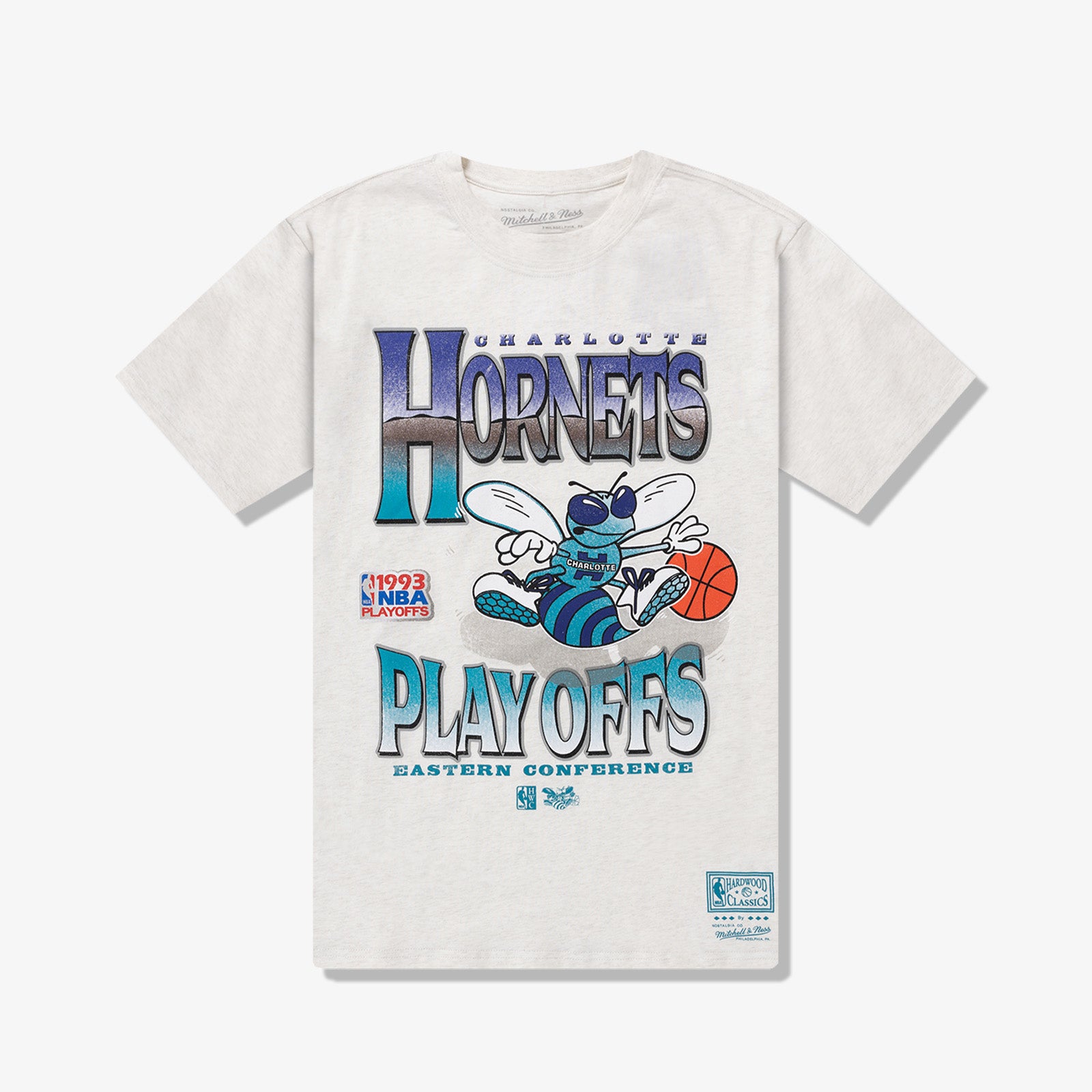 Charlotte Hornets White Marle Metallic T-Shirt