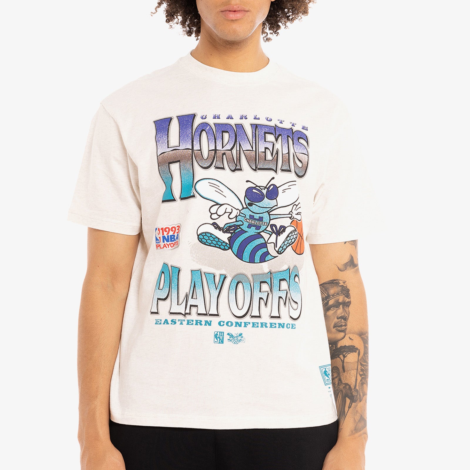 Charlotte Hornets White Marle Metallic T-Shirt