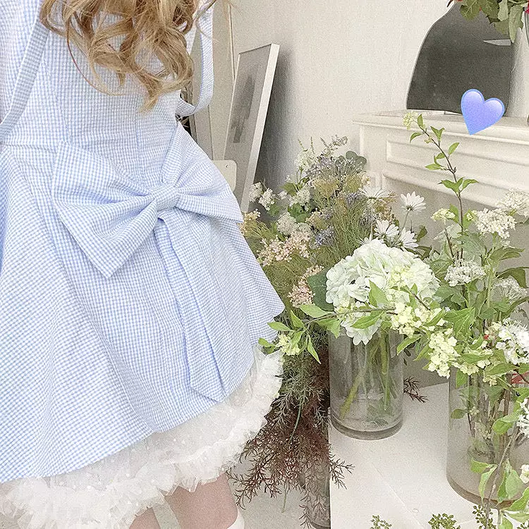 cloud blue dress white mesh skirt