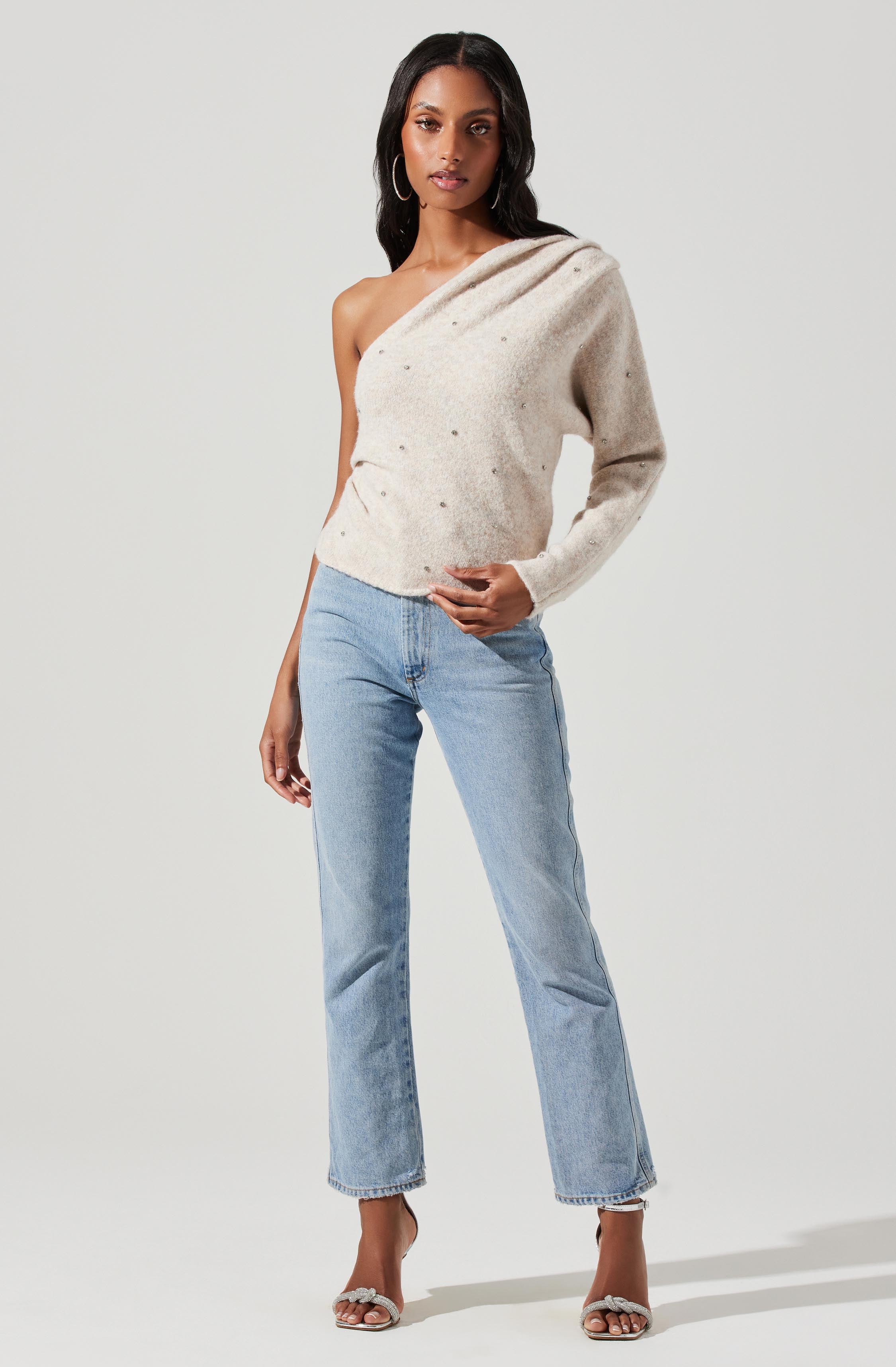 Cosima Sweater with One Sleeve Embellishments