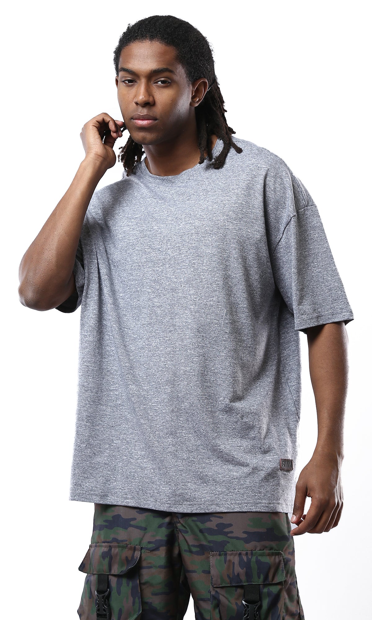 Cotton Heather Black Summer Tee - Relaxed Fit