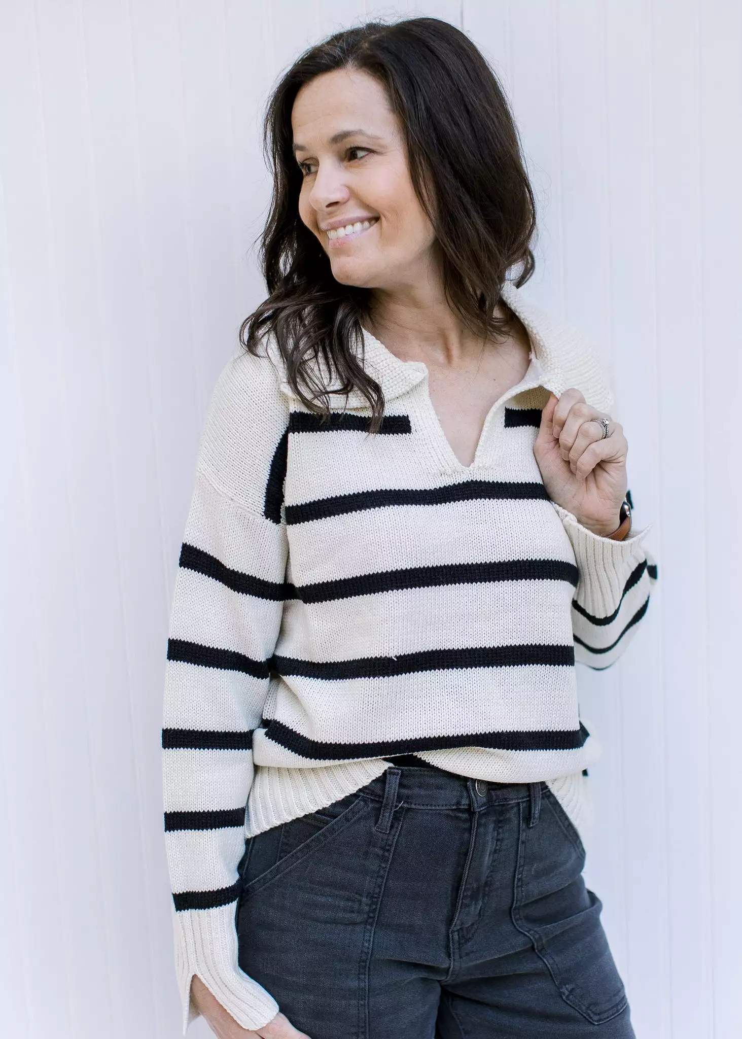 Cozy Striped Black and White Sweater