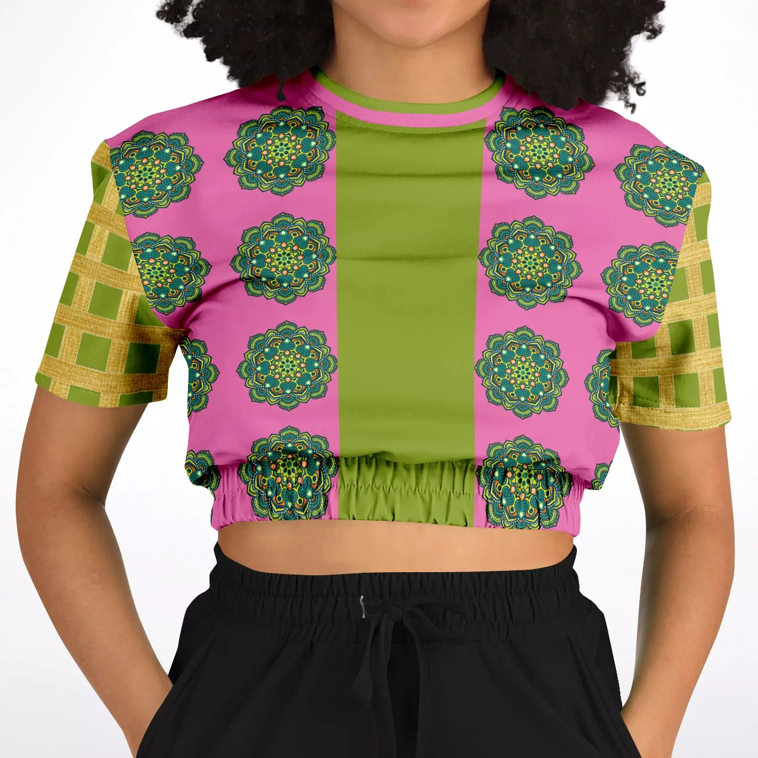 Cropped Eco-Poly Jambalaya Sweater - Short Sleeve