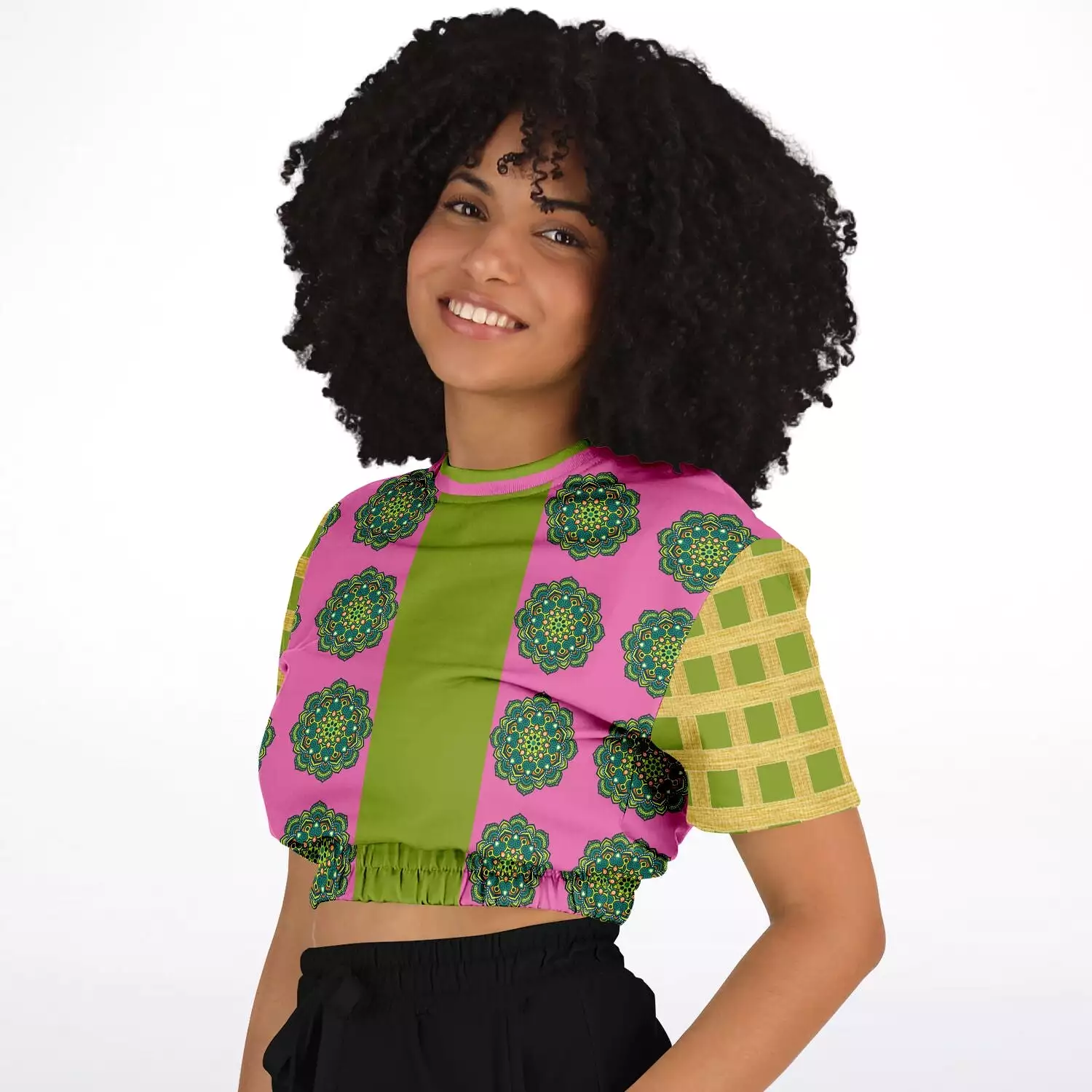 Cropped Eco-Poly Jambalaya Sweater - Short Sleeve