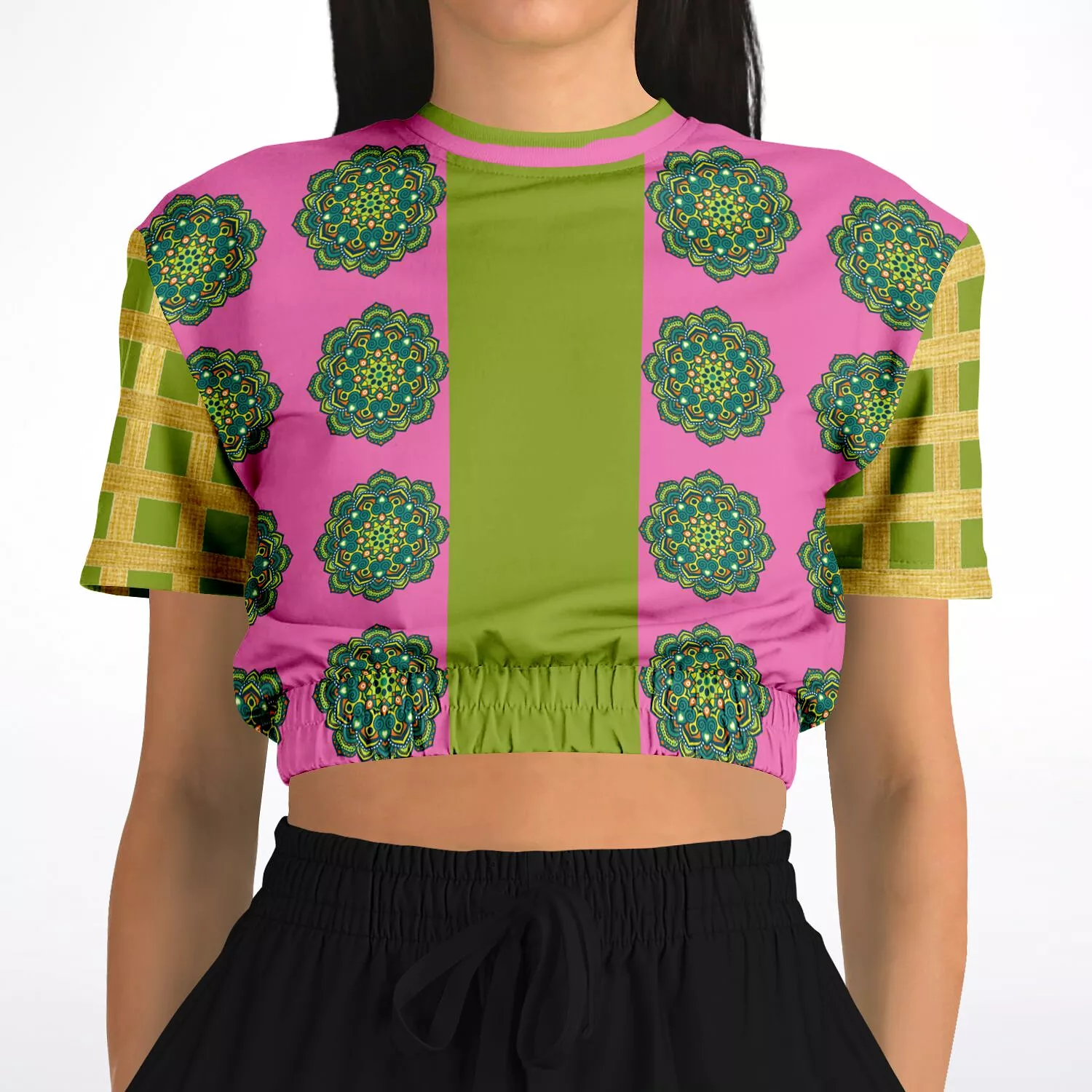 Cropped Eco-Poly Jambalaya Sweater - Short Sleeve