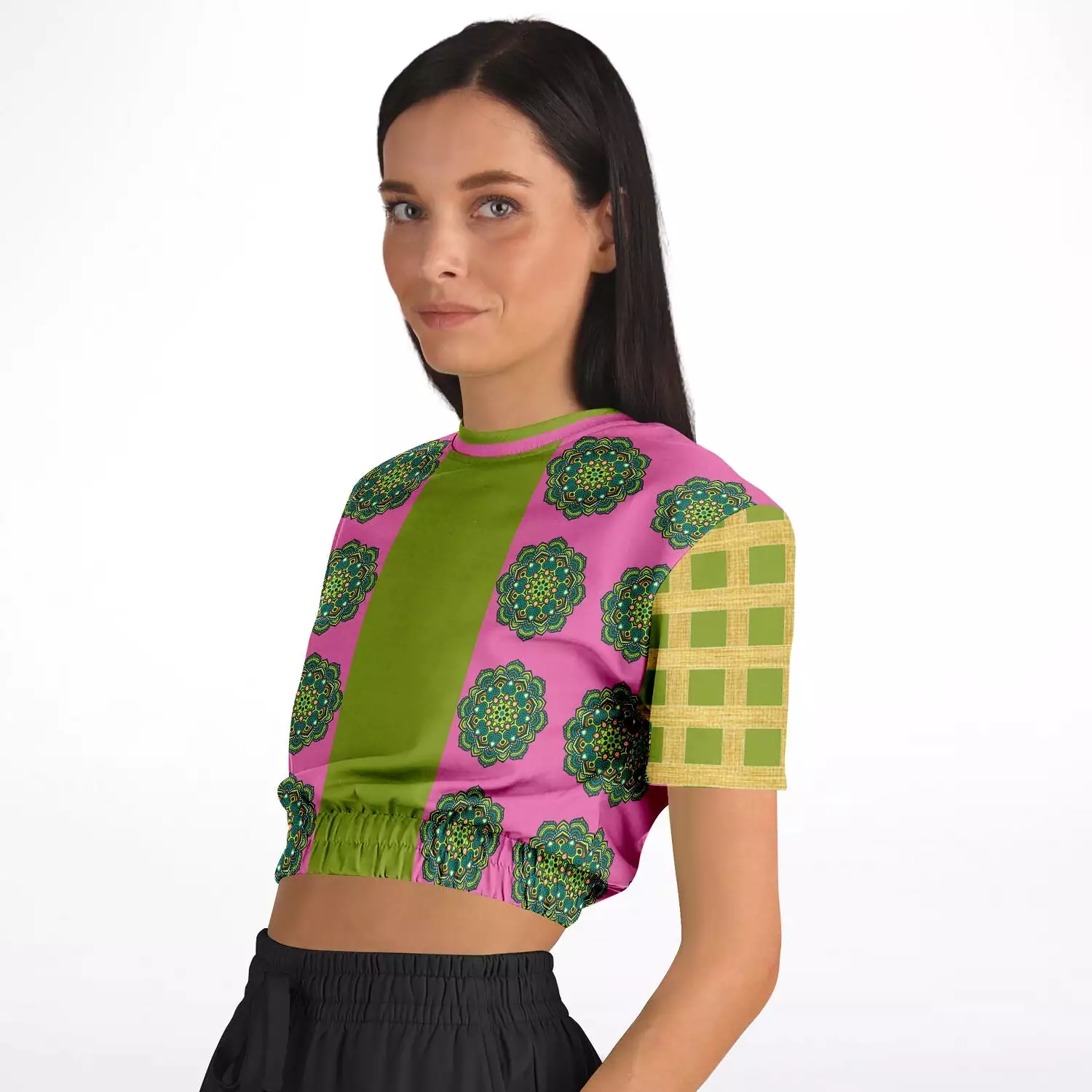 Cropped Eco-Poly Jambalaya Sweater - Short Sleeve