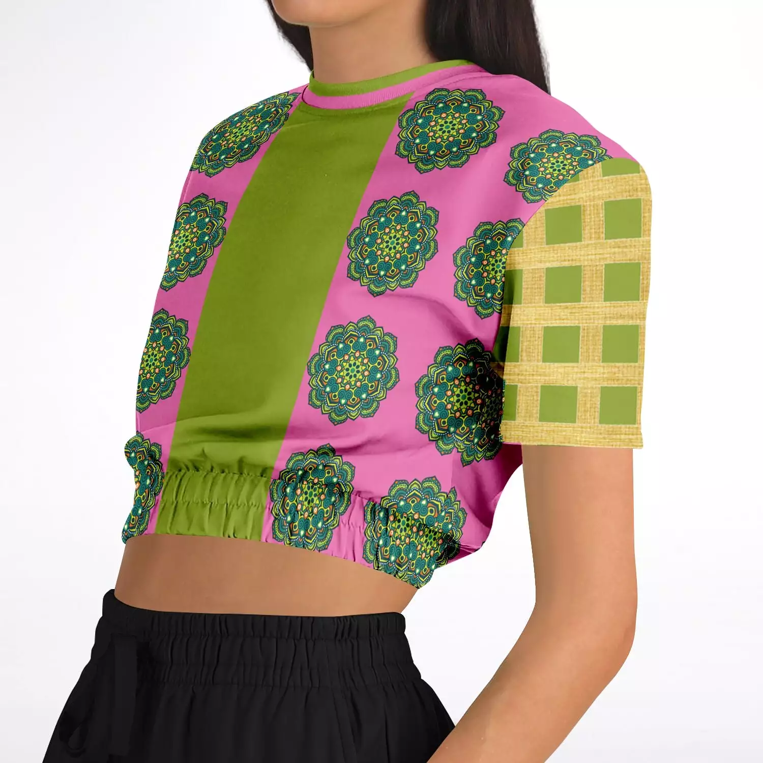 Cropped Eco-Poly Jambalaya Sweater - Short Sleeve