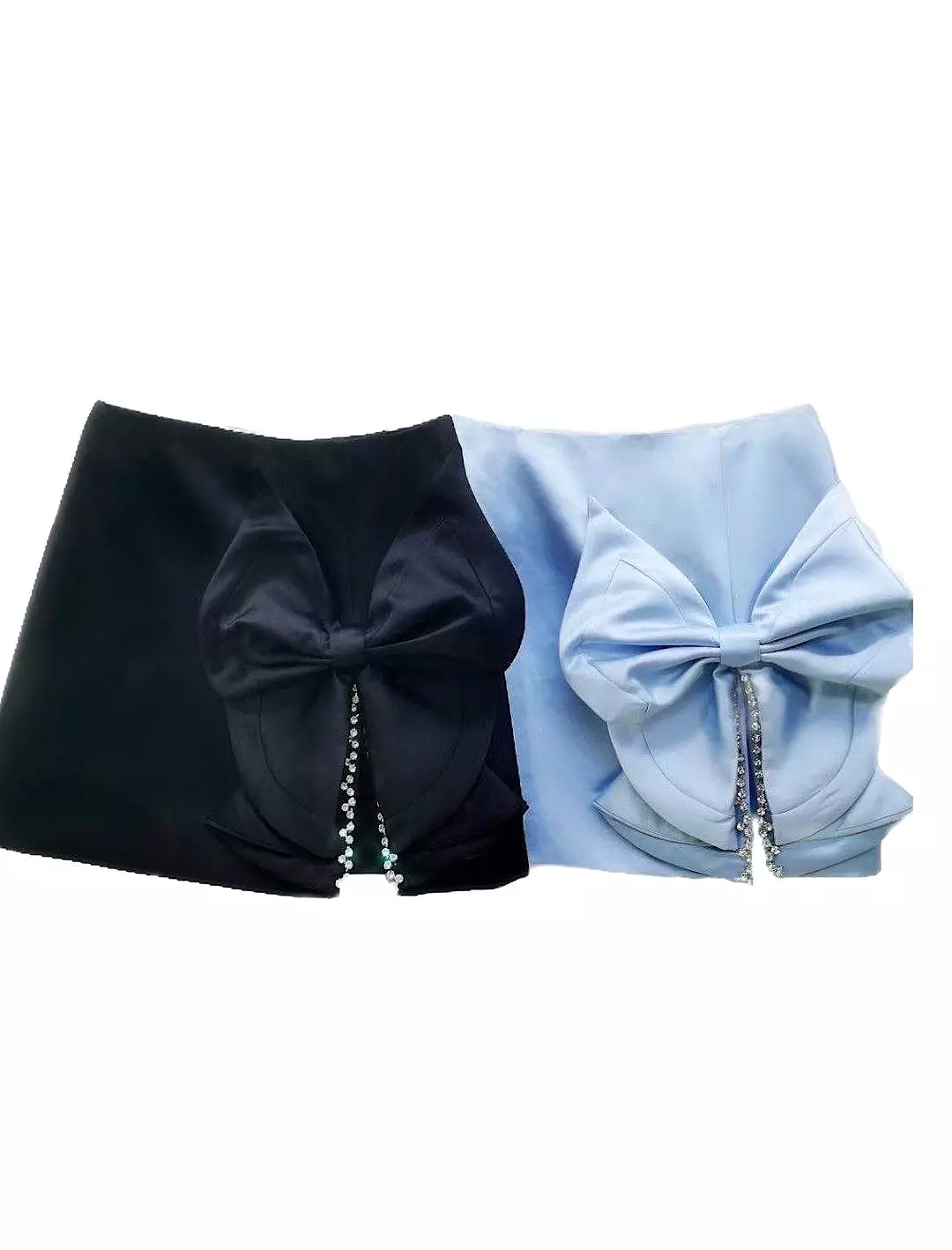 Crystal Bow Mini Skirt with Trimming