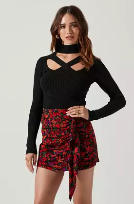 Cutout Mock Neck Sweater