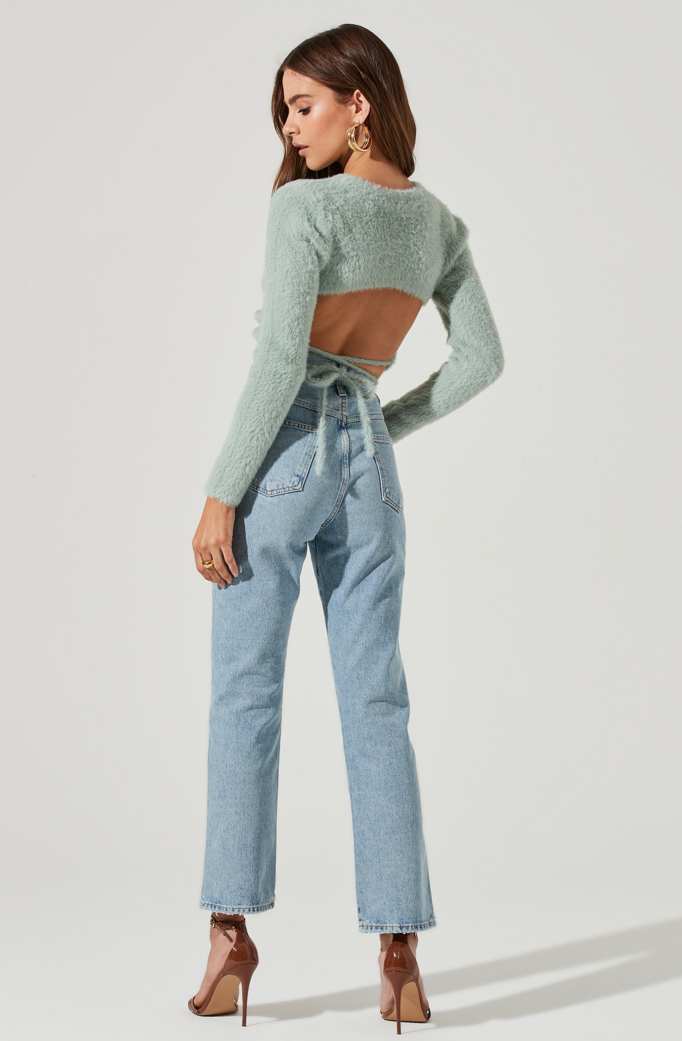 Cutout Tie Waist Sweater