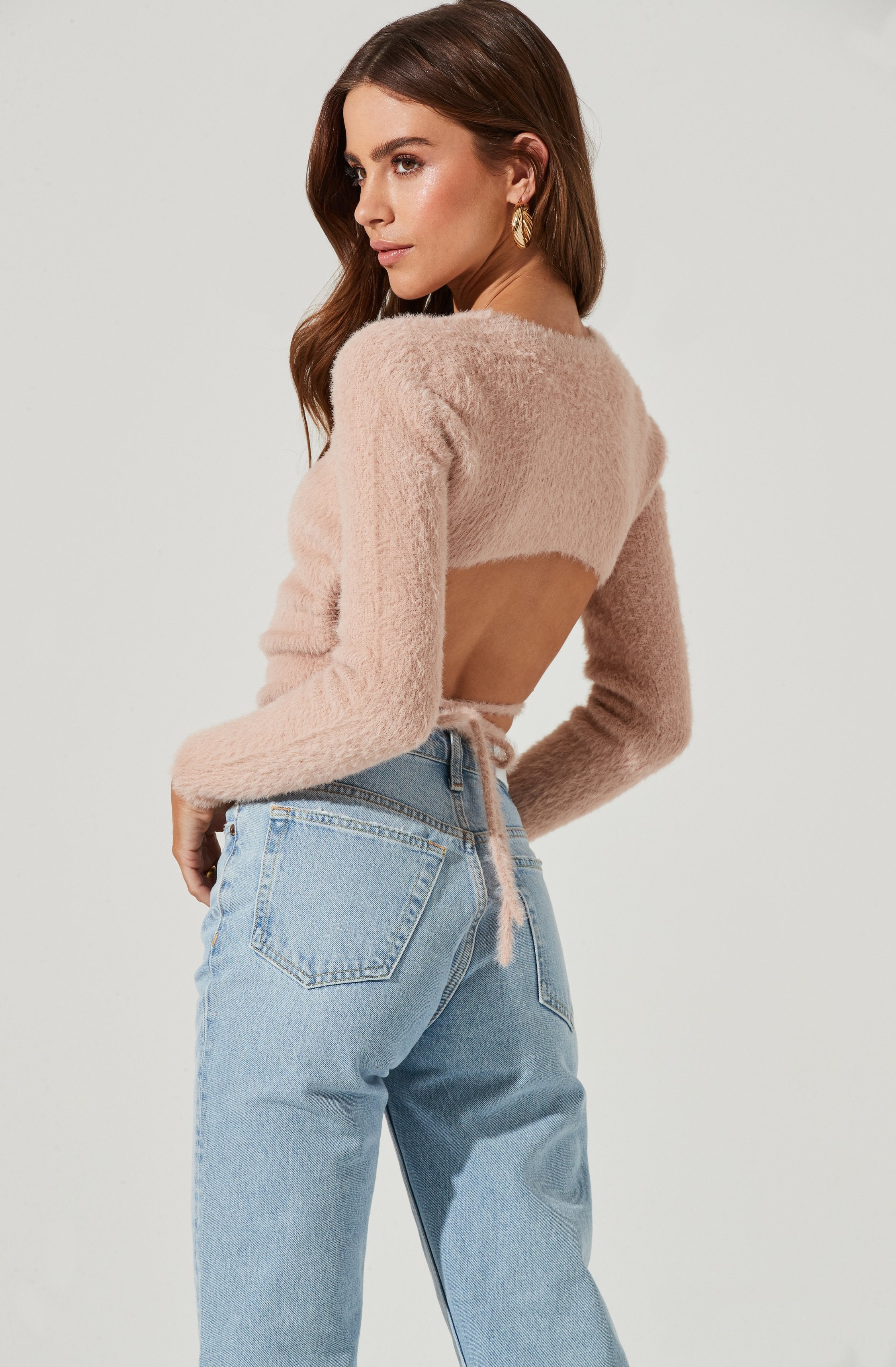 Cutout Tie Waist Sweater