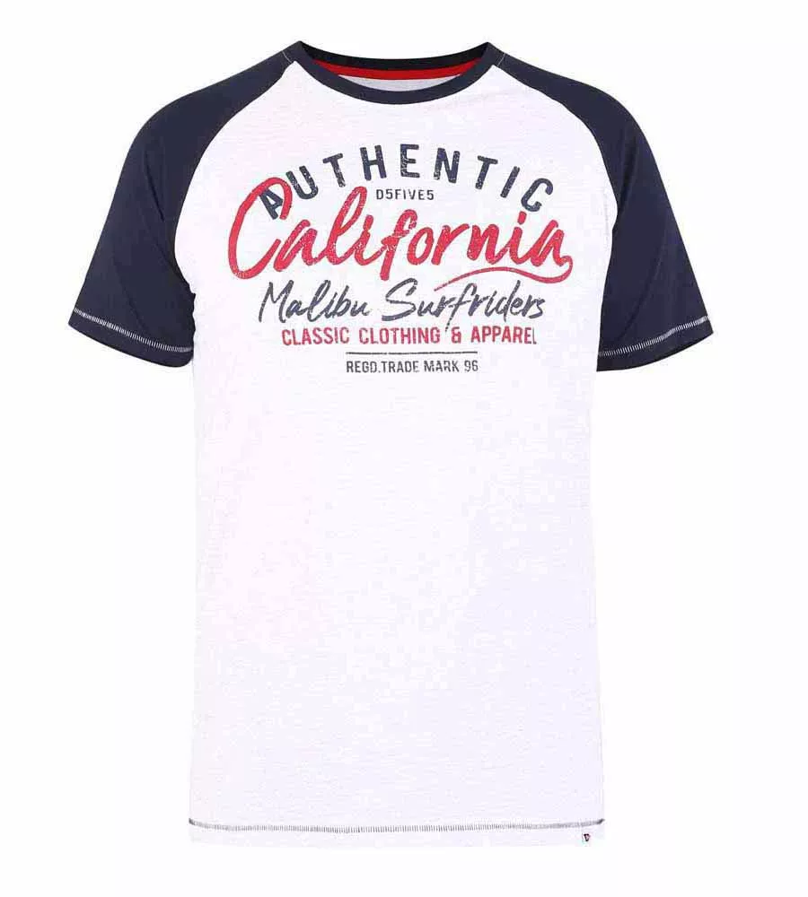 D555 California Surf Printed T-Shirt With Raglan Sleeves